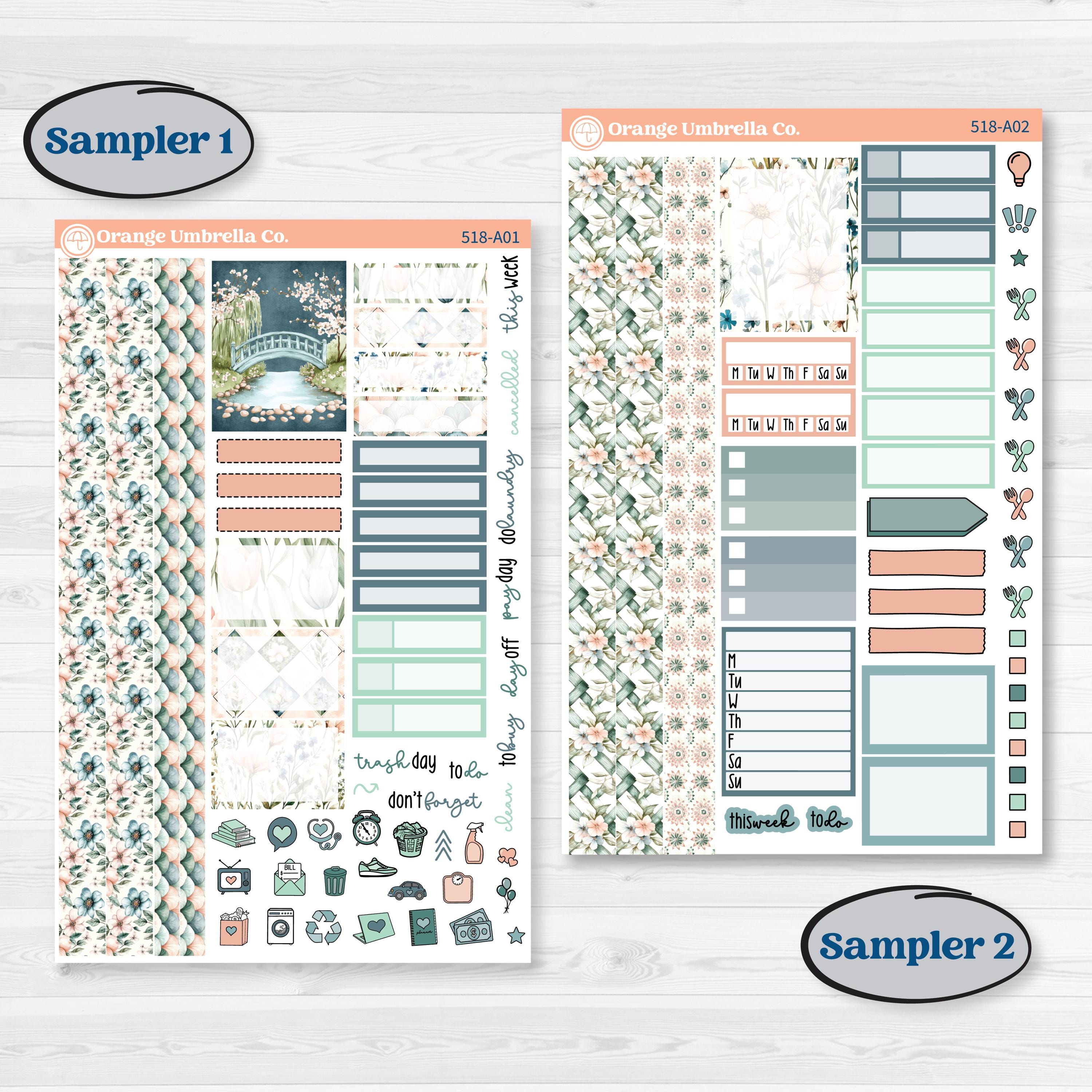 Spring Floral Kit | Weekly Sticker Kit for Vertical Planners like Erin Condren | Garden Oasis | KIT-518-A