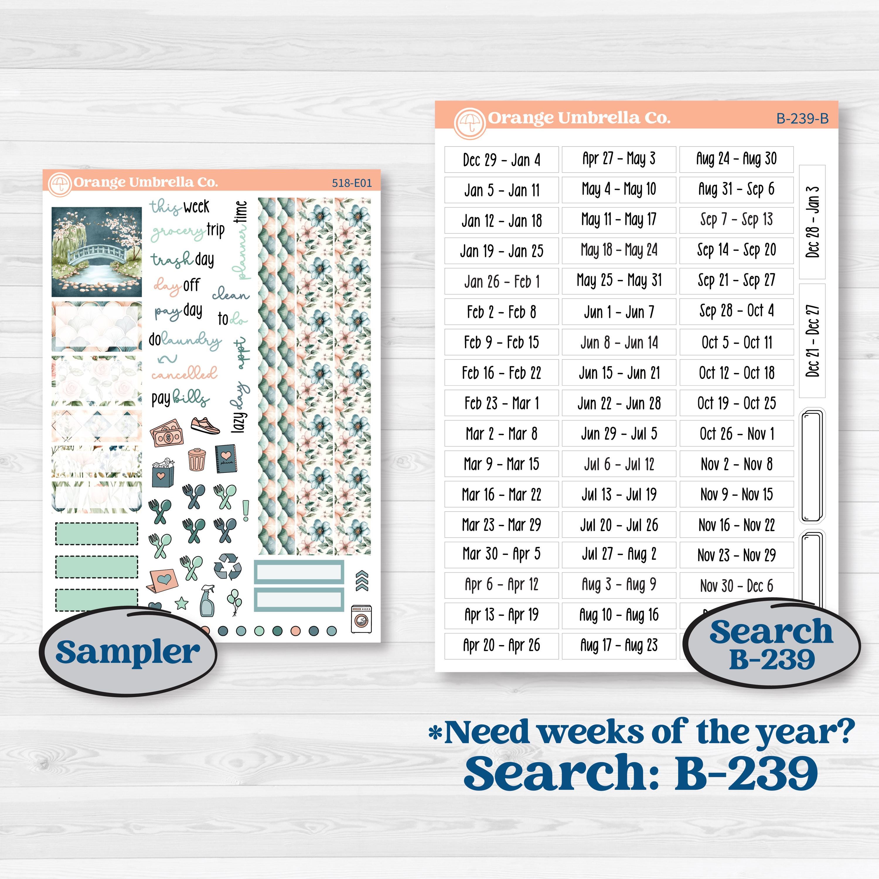 Spring Floral Kit | Hobonichi Cousin Weekly & Daily Planner Kit Stickers | Garden Oasis | KIT-518-E