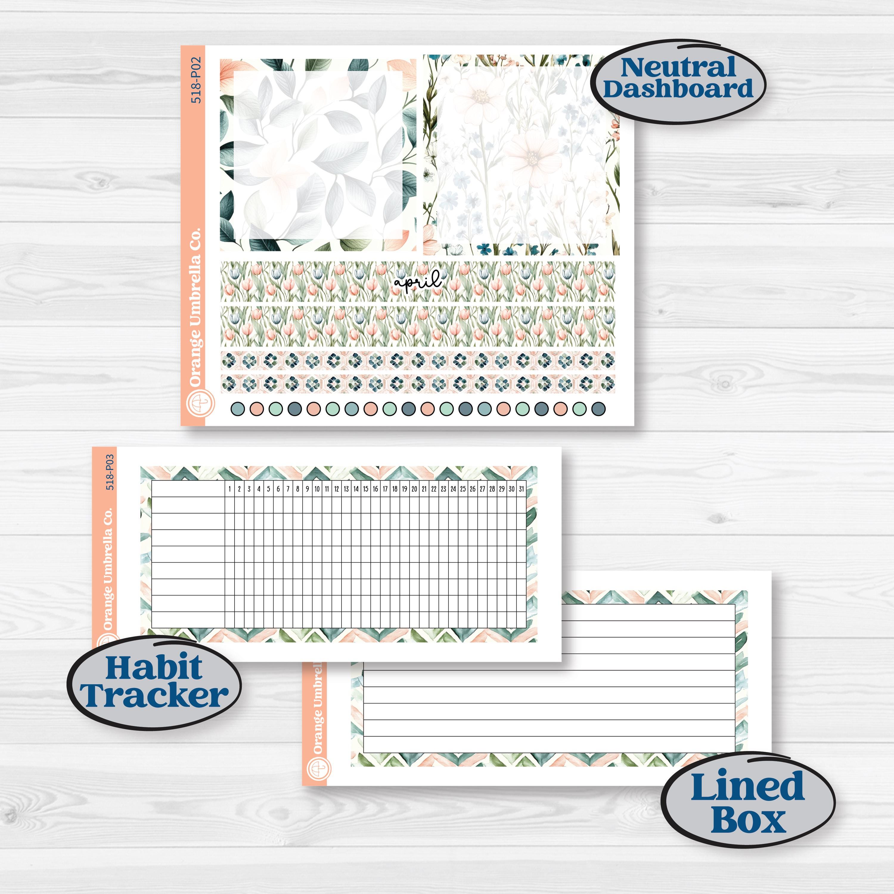 Spring Floral Kit | A5 Plum Monthly & Dashboard Planner Kit Stickers | Garden Oasis | KIT-518-P