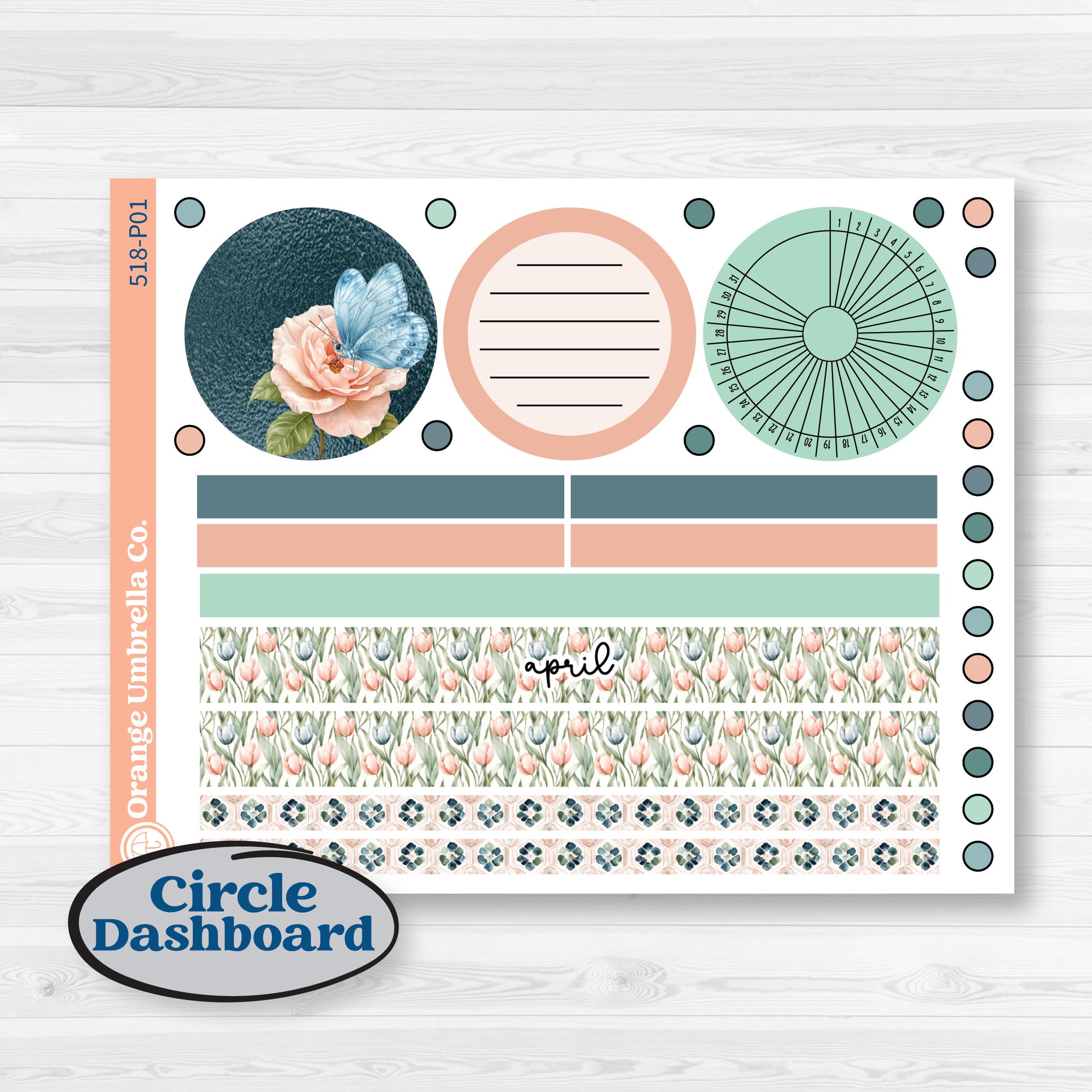 Spring Floral Kit | 7x9 Plum Monthly & Dashboard Planner Kit Stickers | Garden Oasis | KIT-518-Q