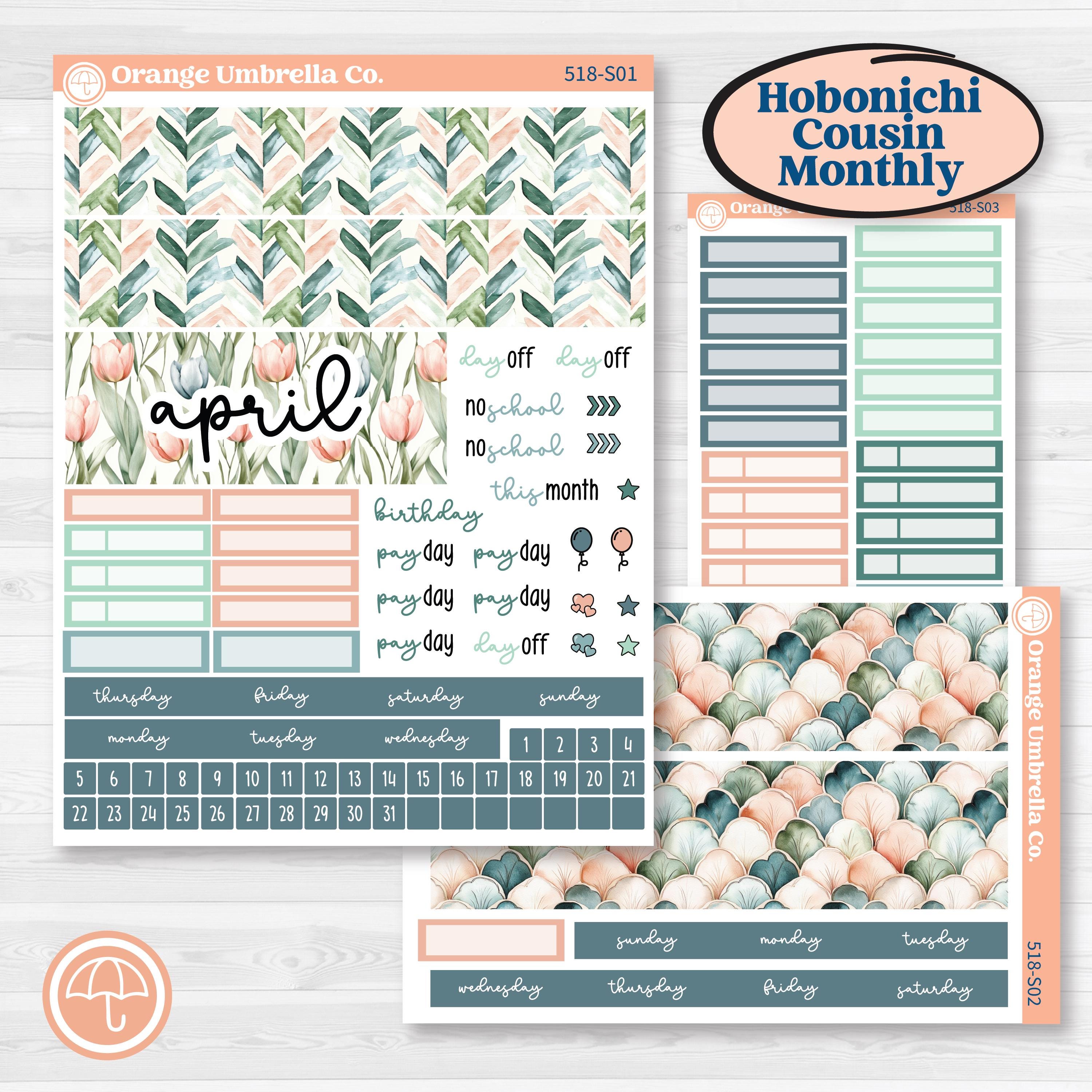 Spring Floral Kit | Hobonichi Cousin Monthly Planner Kit Stickers | Garden Oasis | KIT-518-S