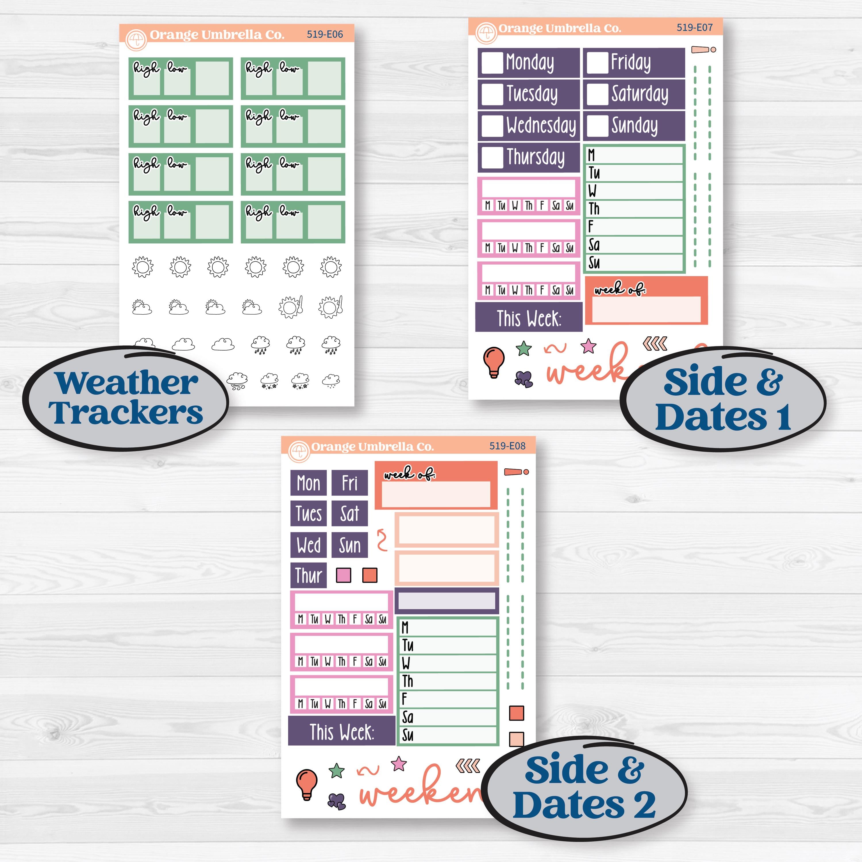 Bright Florals | Hobonichi Cousin Weekly & Daily Planner Kit Stickers | Bitty Blooms | KIT-519-E