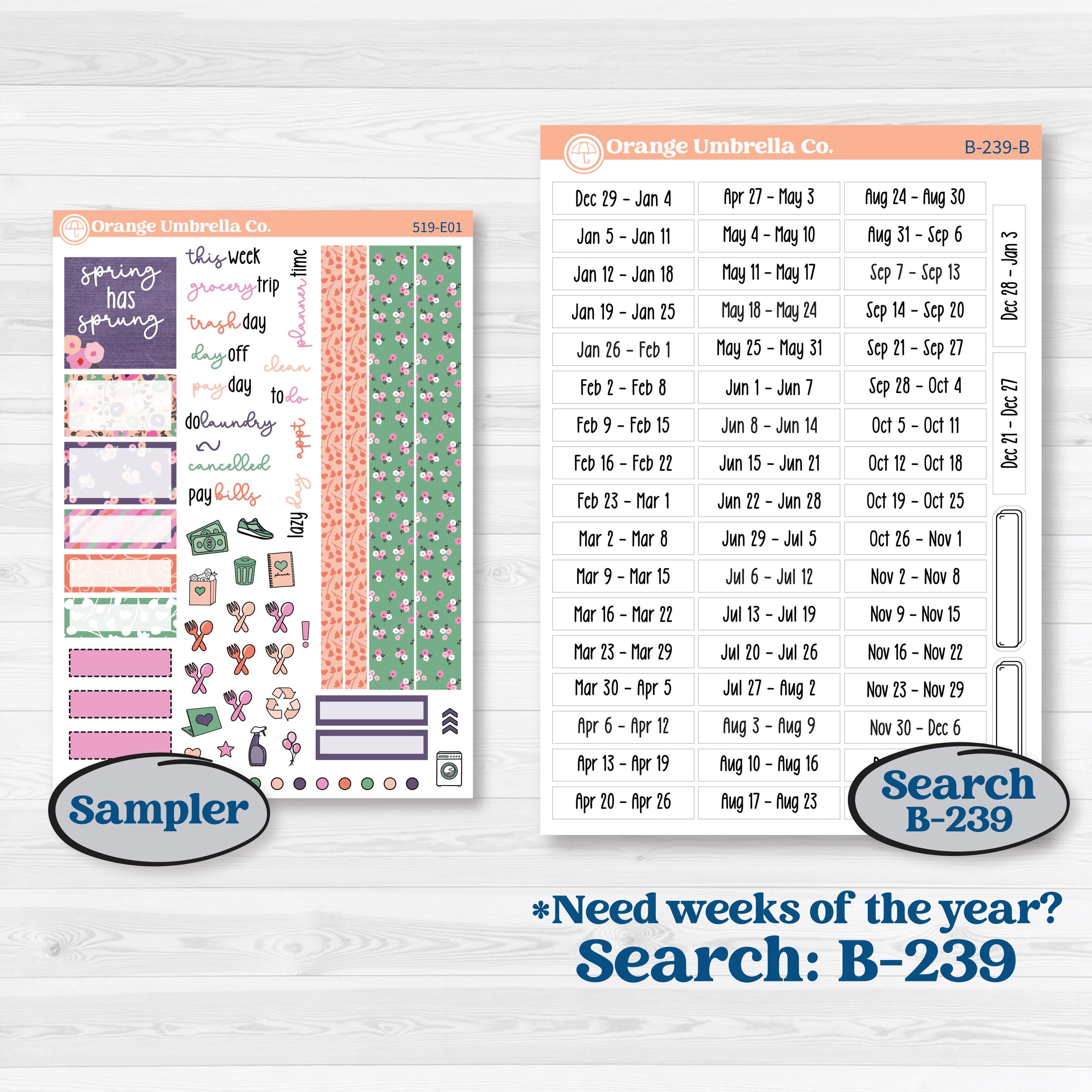 Bright Florals | Hobonichi Cousin Weekly & Daily Planner Kit Stickers | Bitty Blooms | KIT-519-E