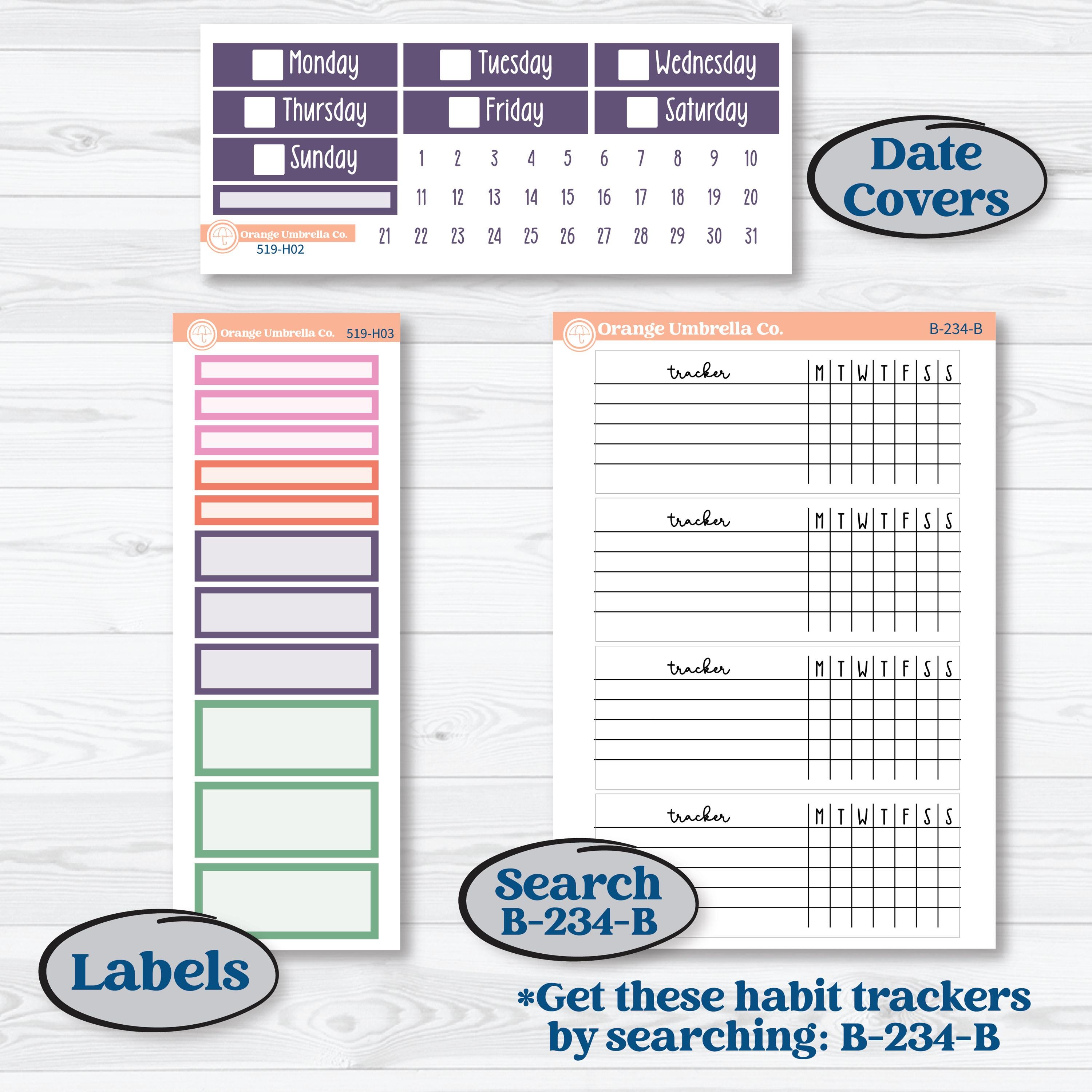 Bright Florals | Plum Vertical Priorities 7x9 Planner Kit Stickers | Bitty Blooms | KIT-519-H