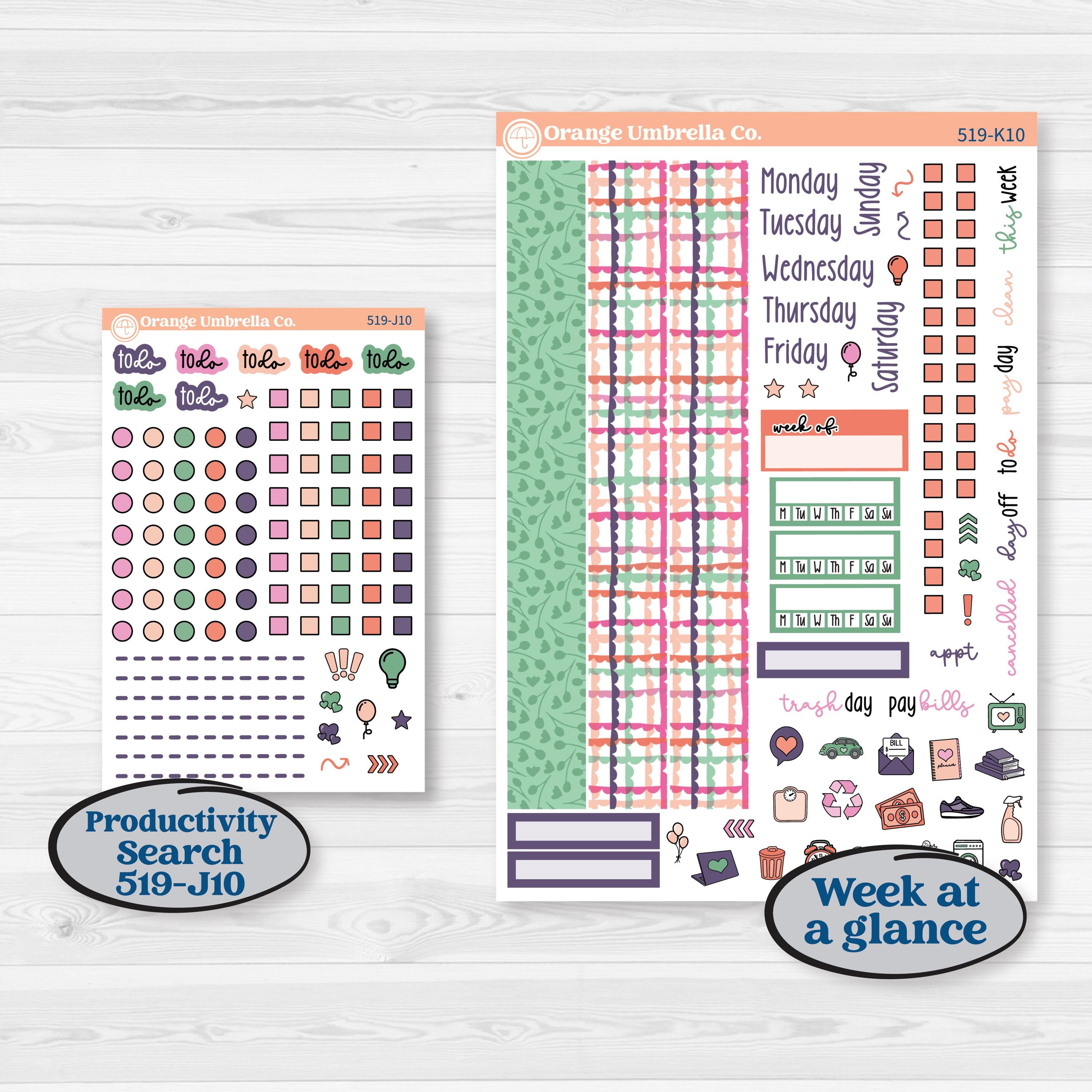 Bright Florals | 7x9 Erin Condren Daily Duo Planner Kit Stickers | Bitty Blooms | KIT-519-K