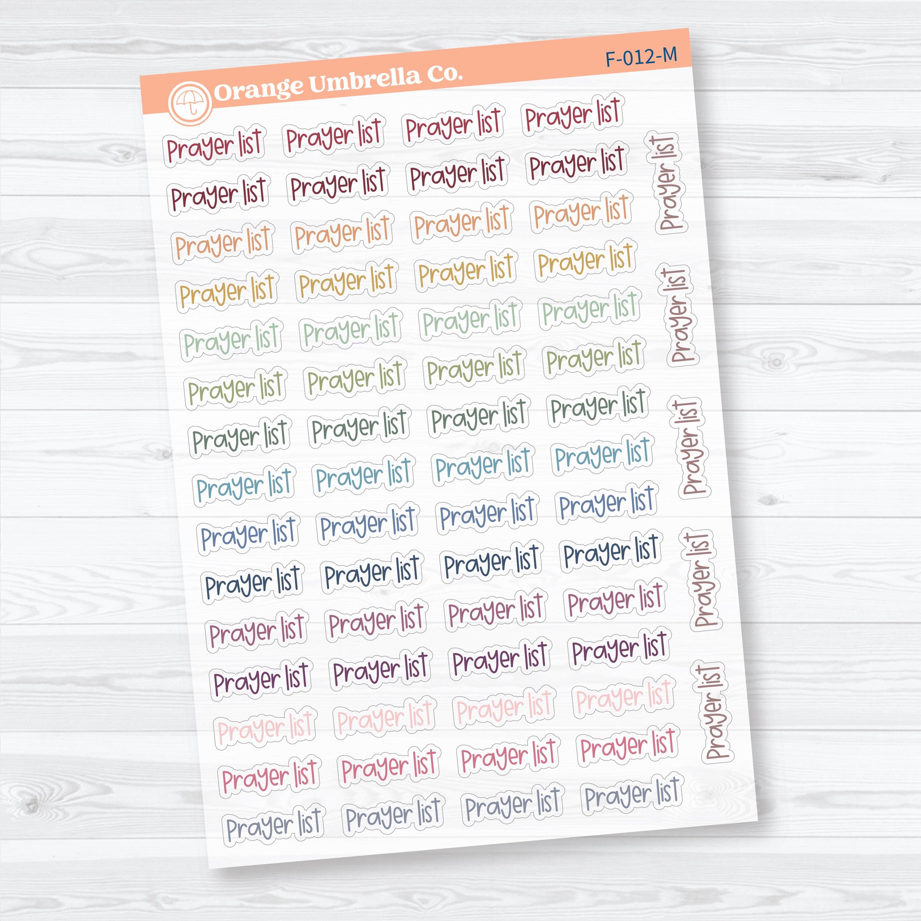 Prayer List Script | Clear Matte Faith Based Planner Stickers | F-012-CM