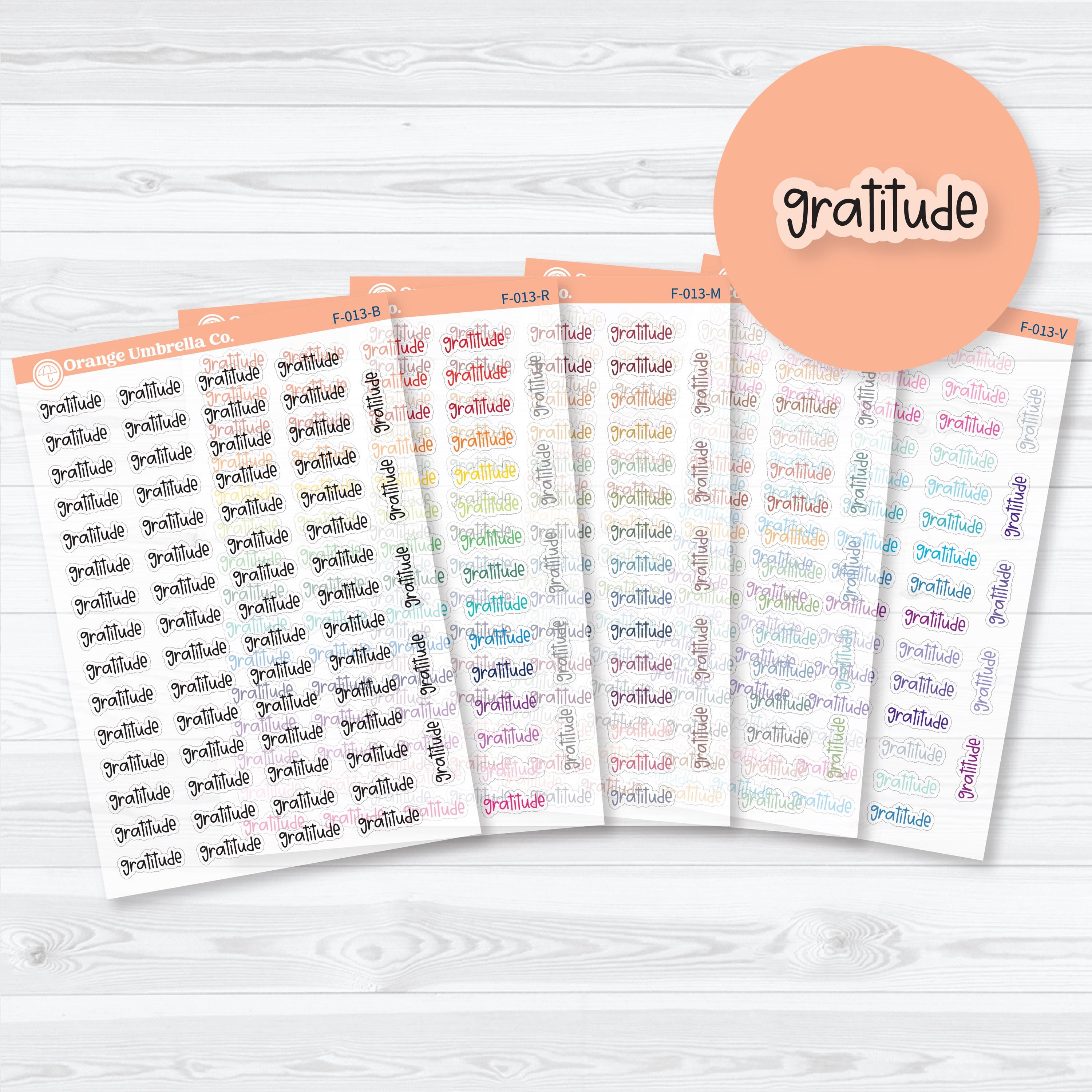 Gratitude Script | Clear Matte Faith Based Planner Stickers | F-013-CM