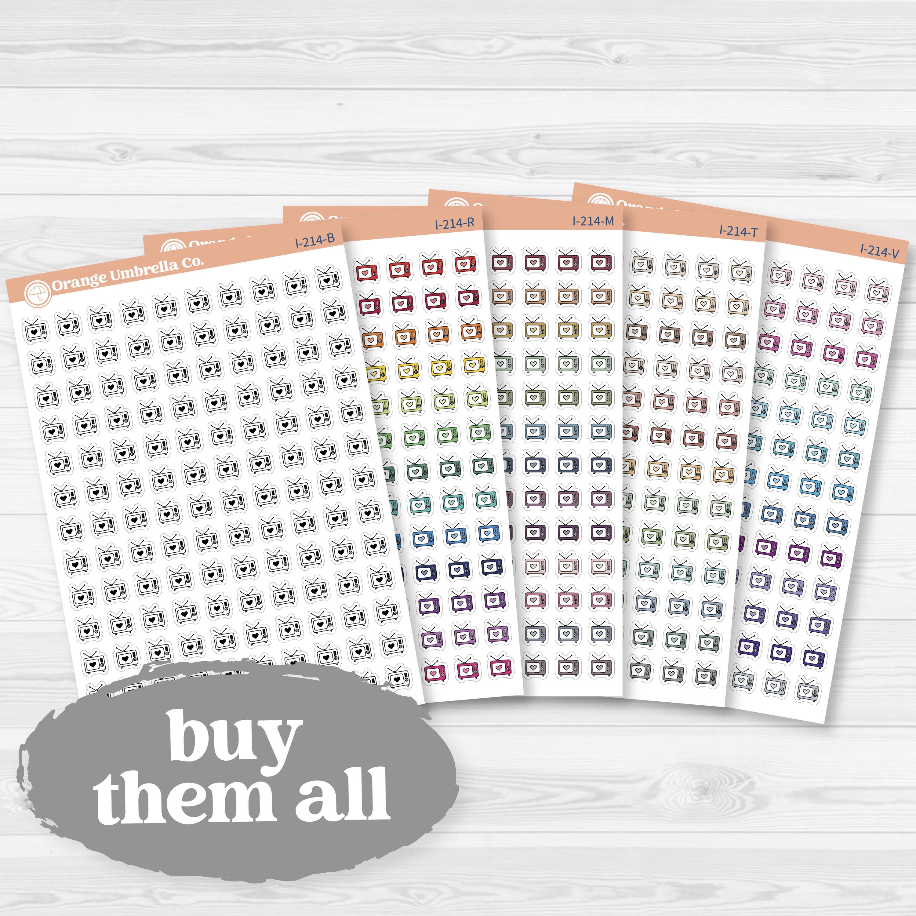 Micro Hand Doodled Television Icons | Planner Stickers | I-214