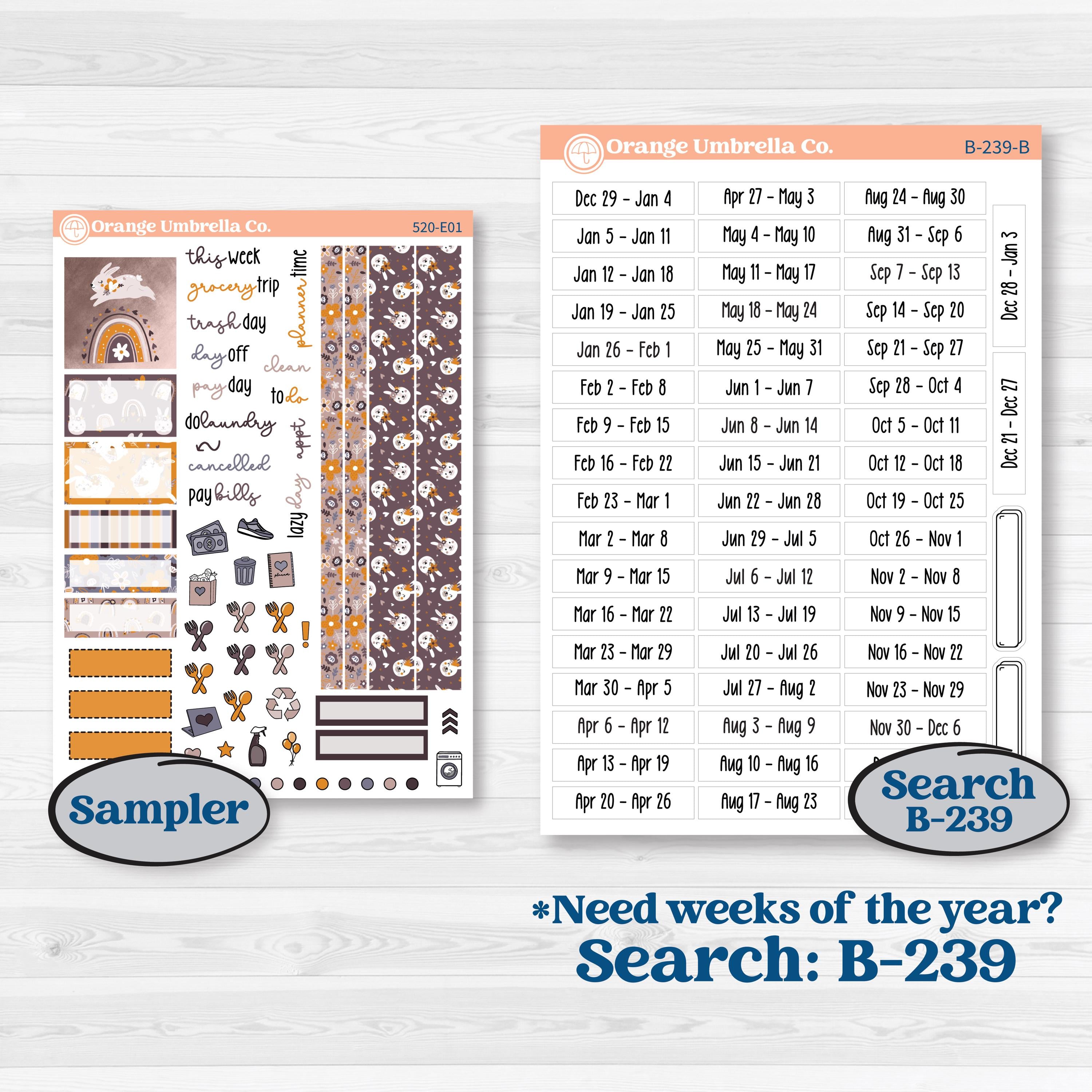 Playful Easter Bunnies | Hobonichi Cousin Weekly & Daily Planner Kit Stickers | Bunny Hop | KIT-520-E
