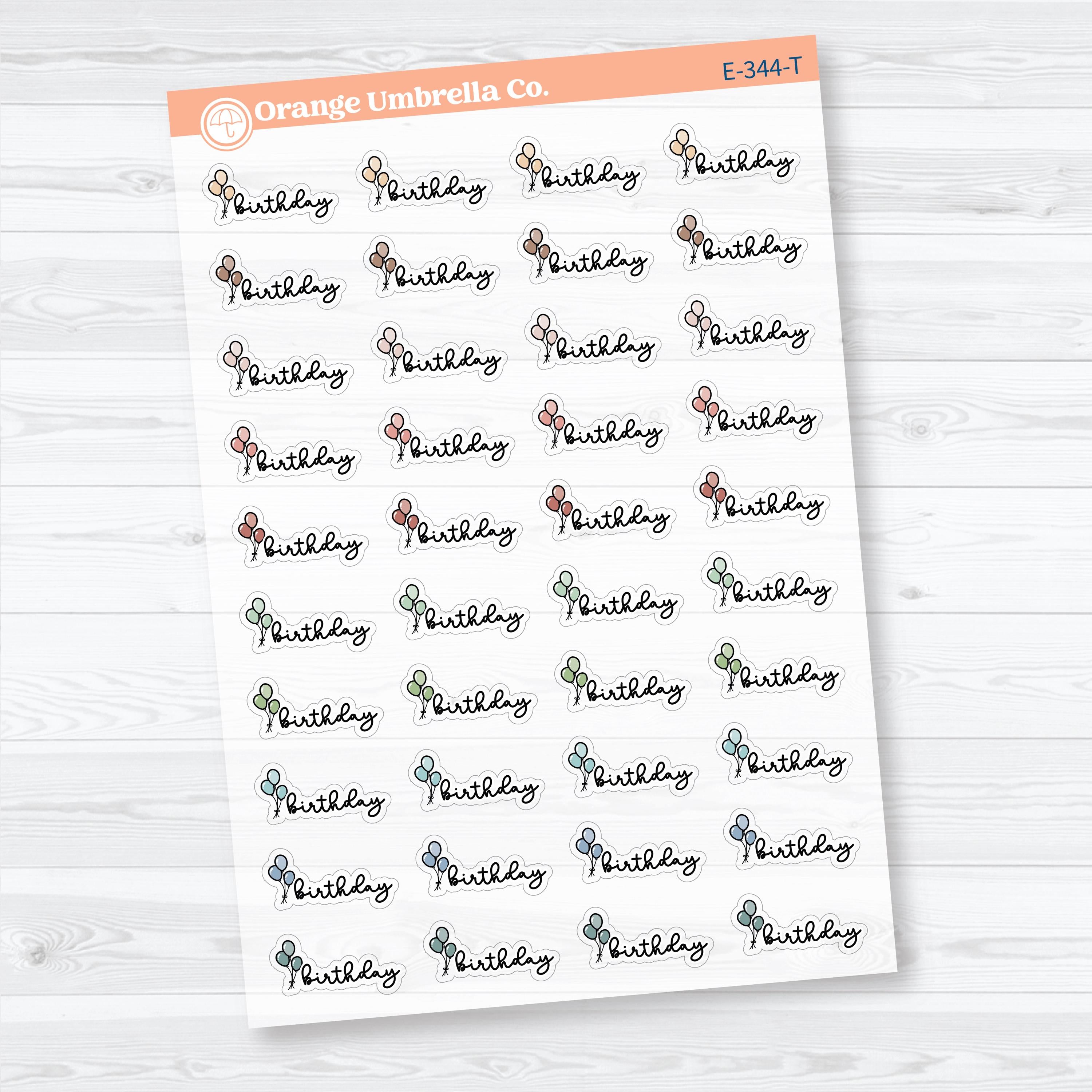 Birthday Event Label | Clear Matte Hand Doodled Planner Stickers | E-344-CM