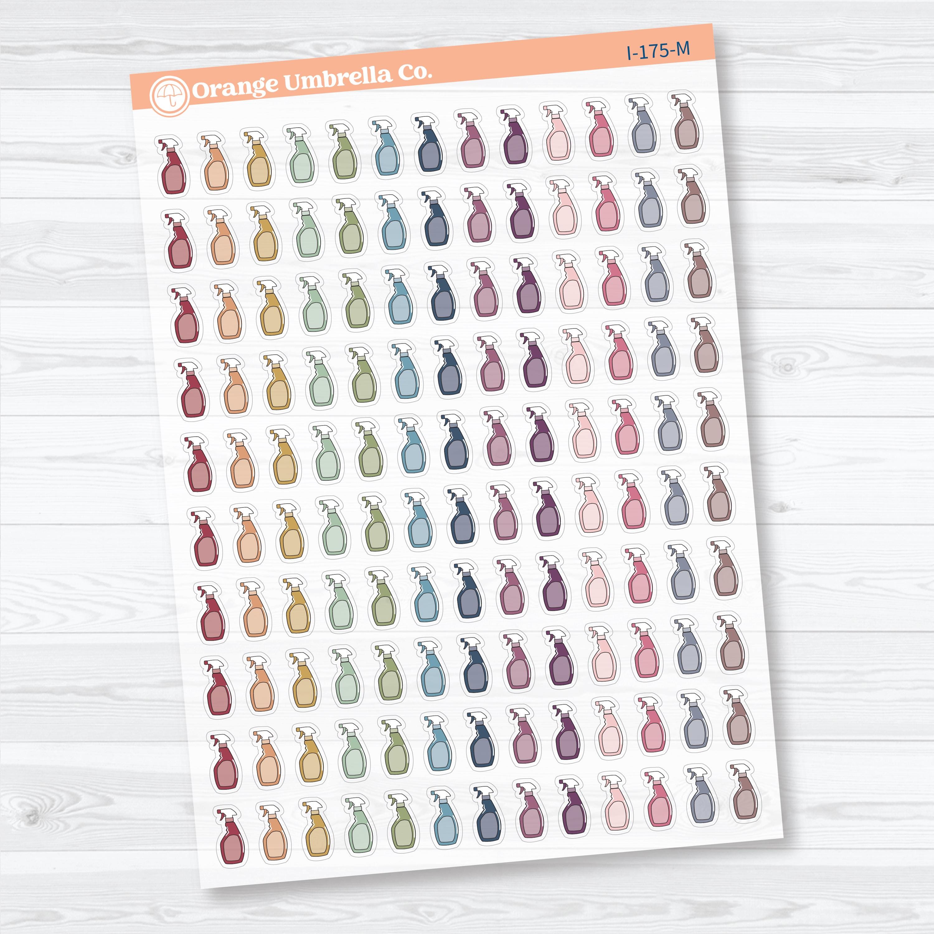 Cleaning Icon Labels | Clear Matte Planner Stickers | I-175-CM