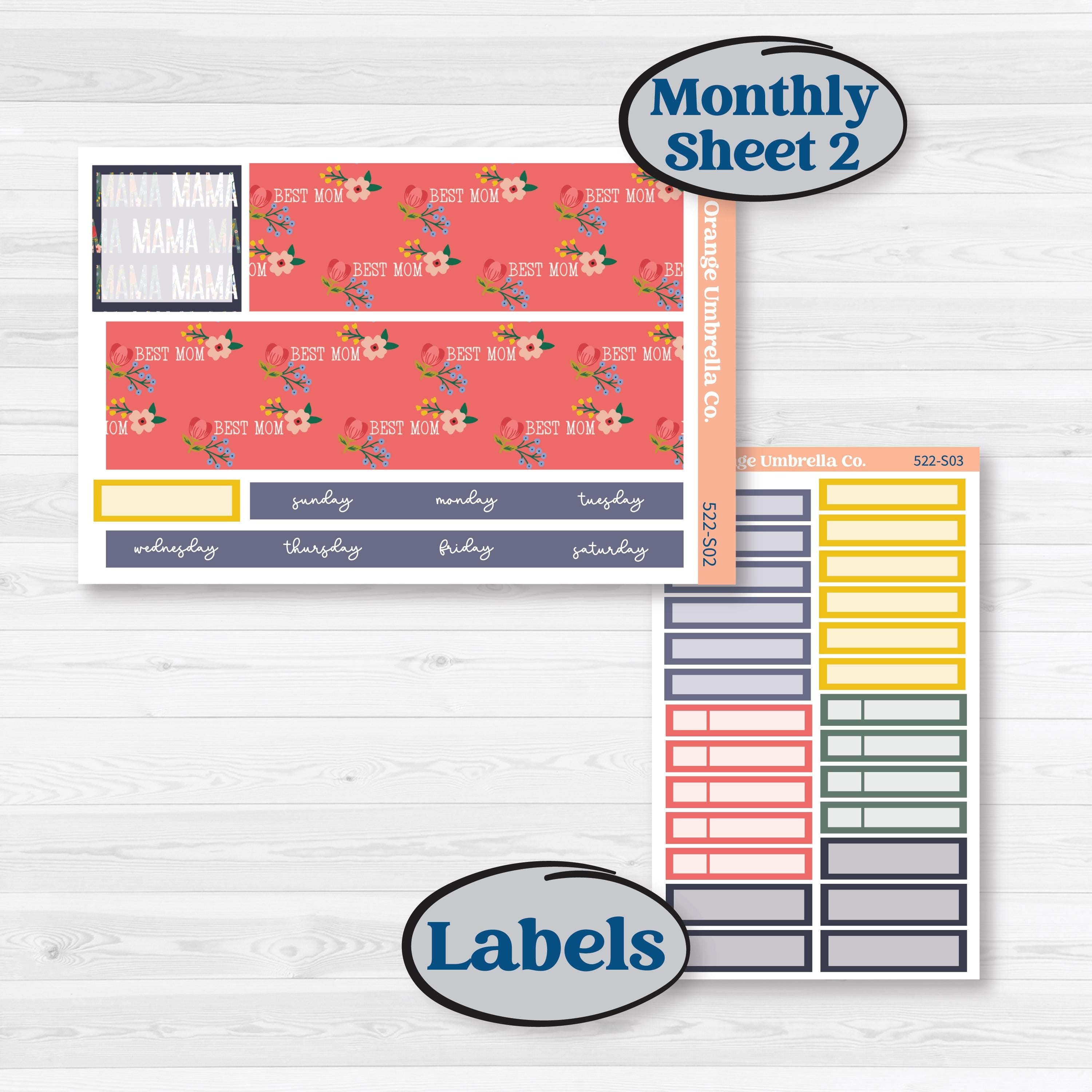 Mother’s Day | Hobonichi Cousin Monthly Planner Kit Stickers | Best Mom | KIT-522-S