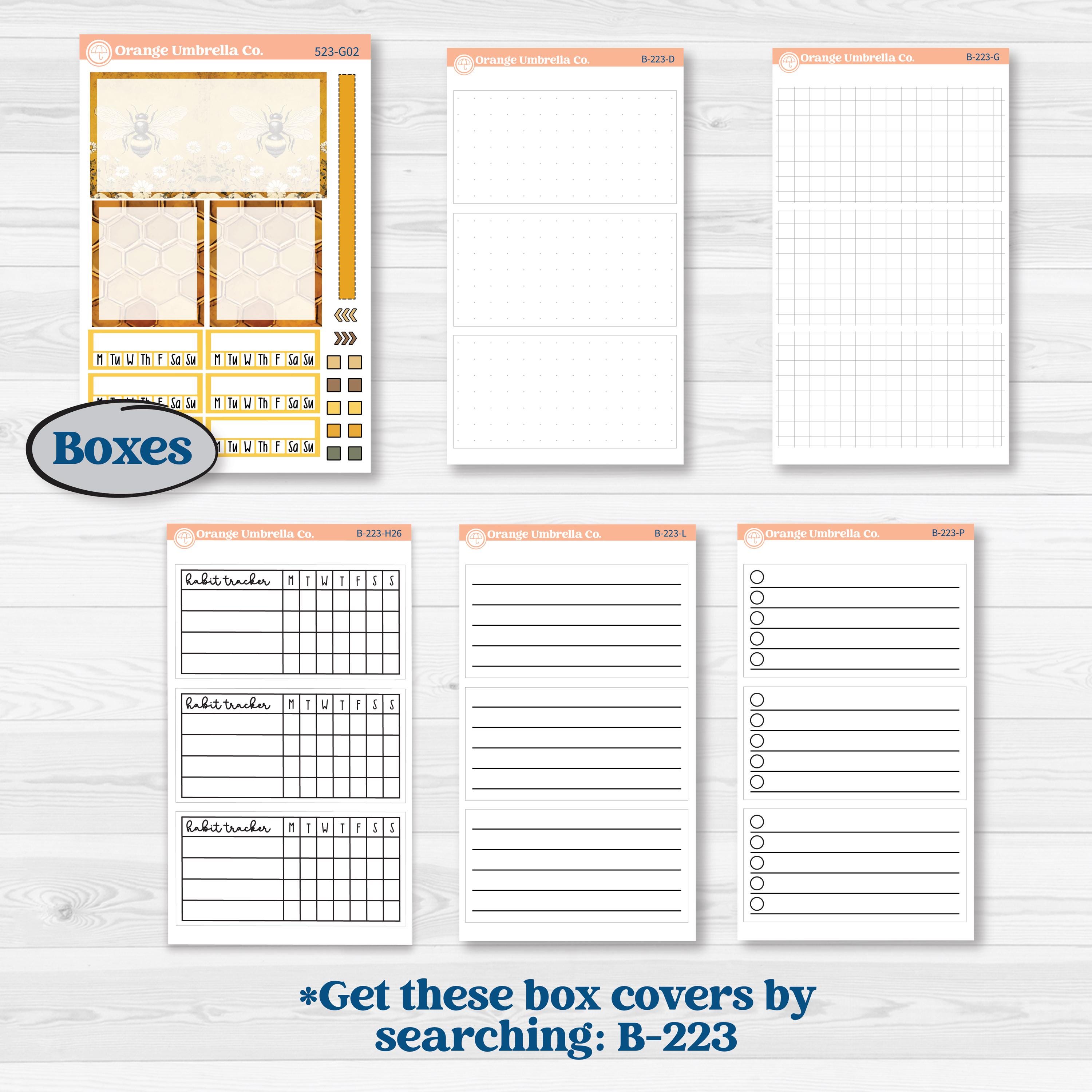 Honeybee Garden | Erin Condren Weekly Dashboard Planner Kit Stickers | Bumble | KIT-523-G