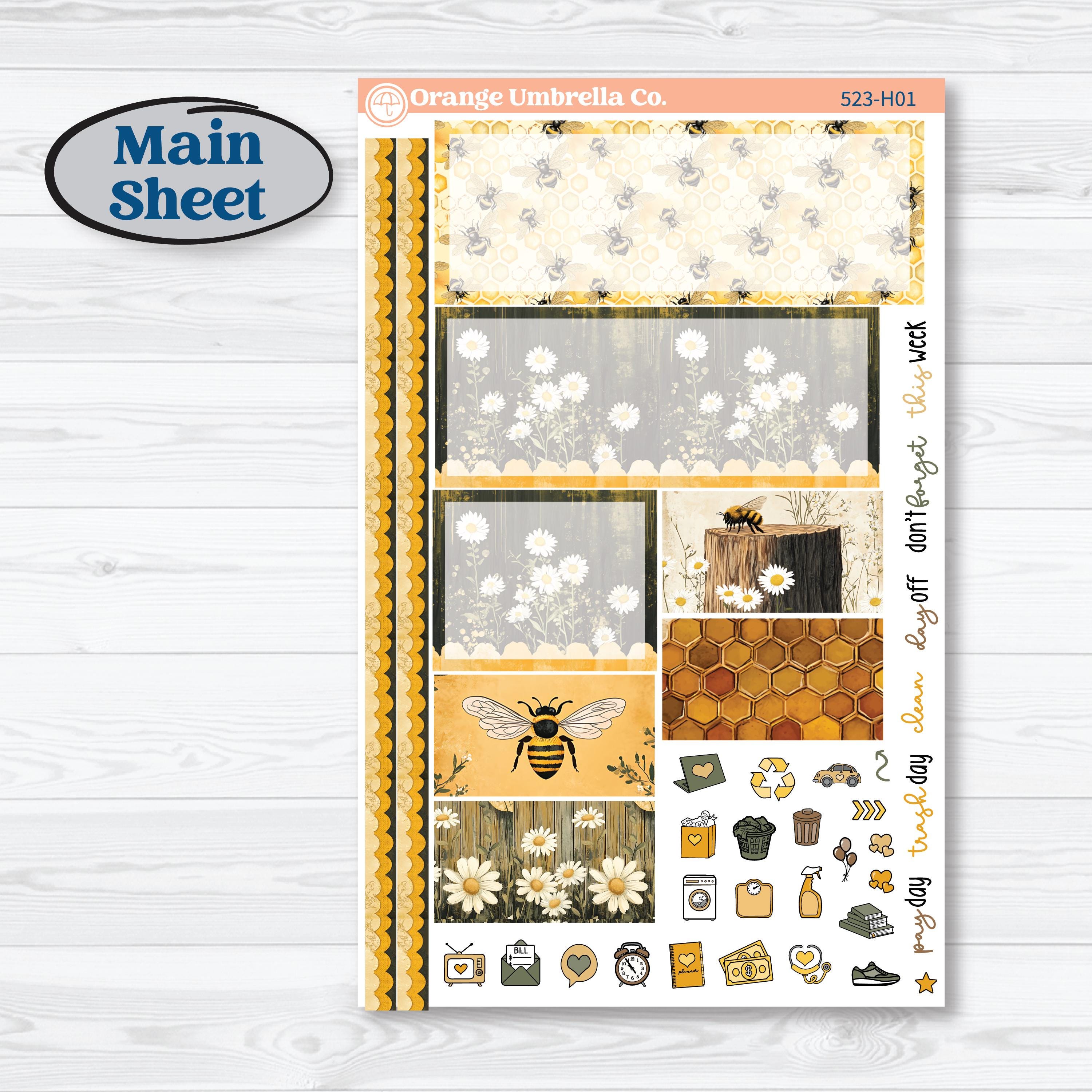 Honeybee Garden | Plum Vertical Priorities 7x9 Planner Kit Stickers | Bumble | KIT-523-H