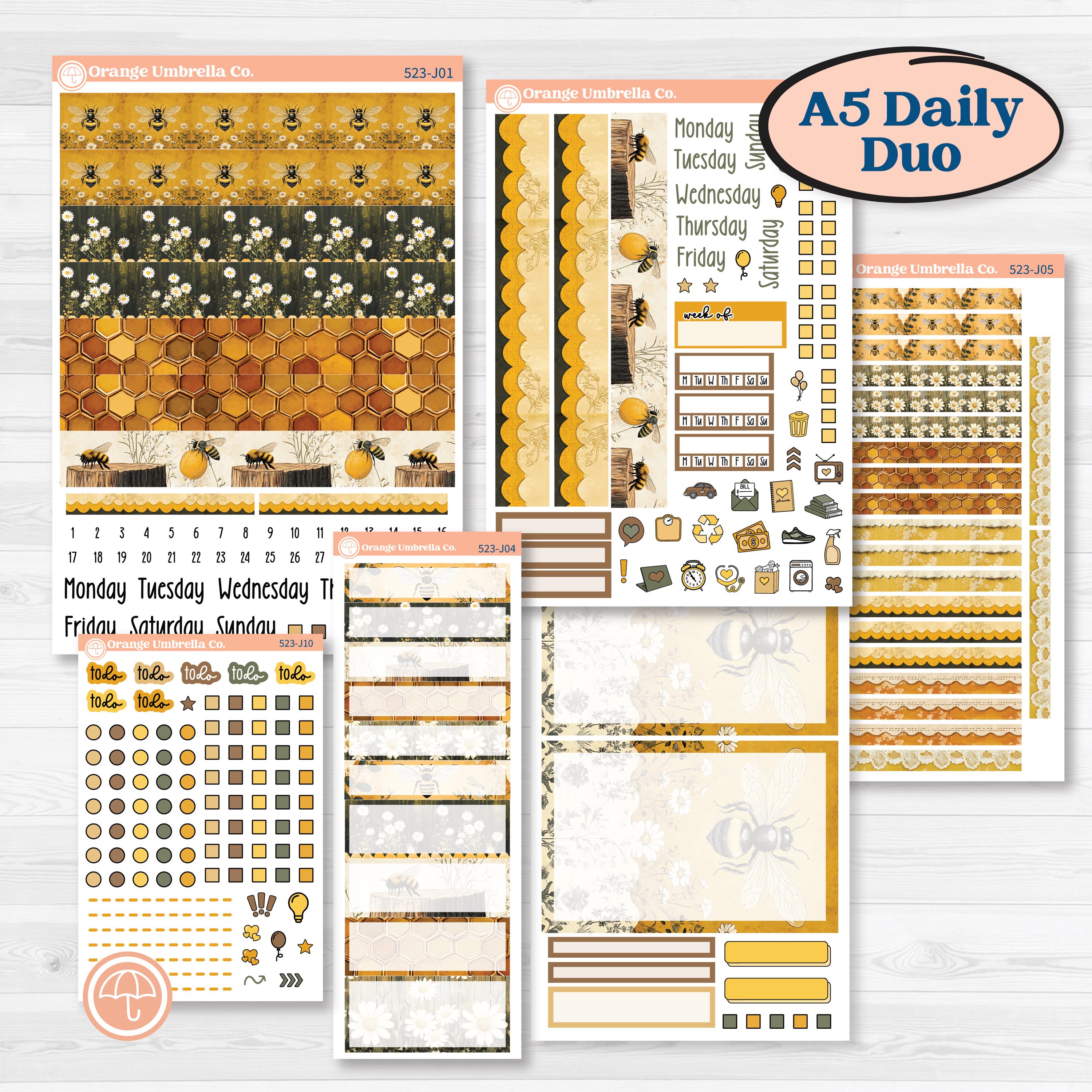 Honeybee Garden | A5 Daily Duo Planner Kit Stickers | Bumble | KIT-523-J