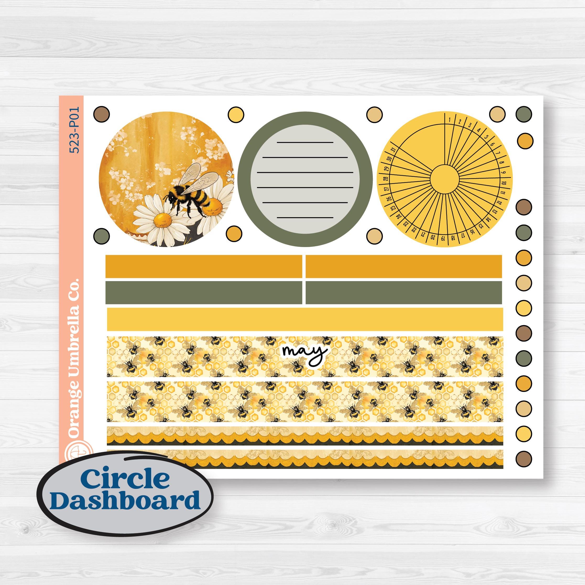 Honeybee Garden | A5 Plum Monthly & Dashboard Planner Kit Stickers | Bumble | KIT-523-P