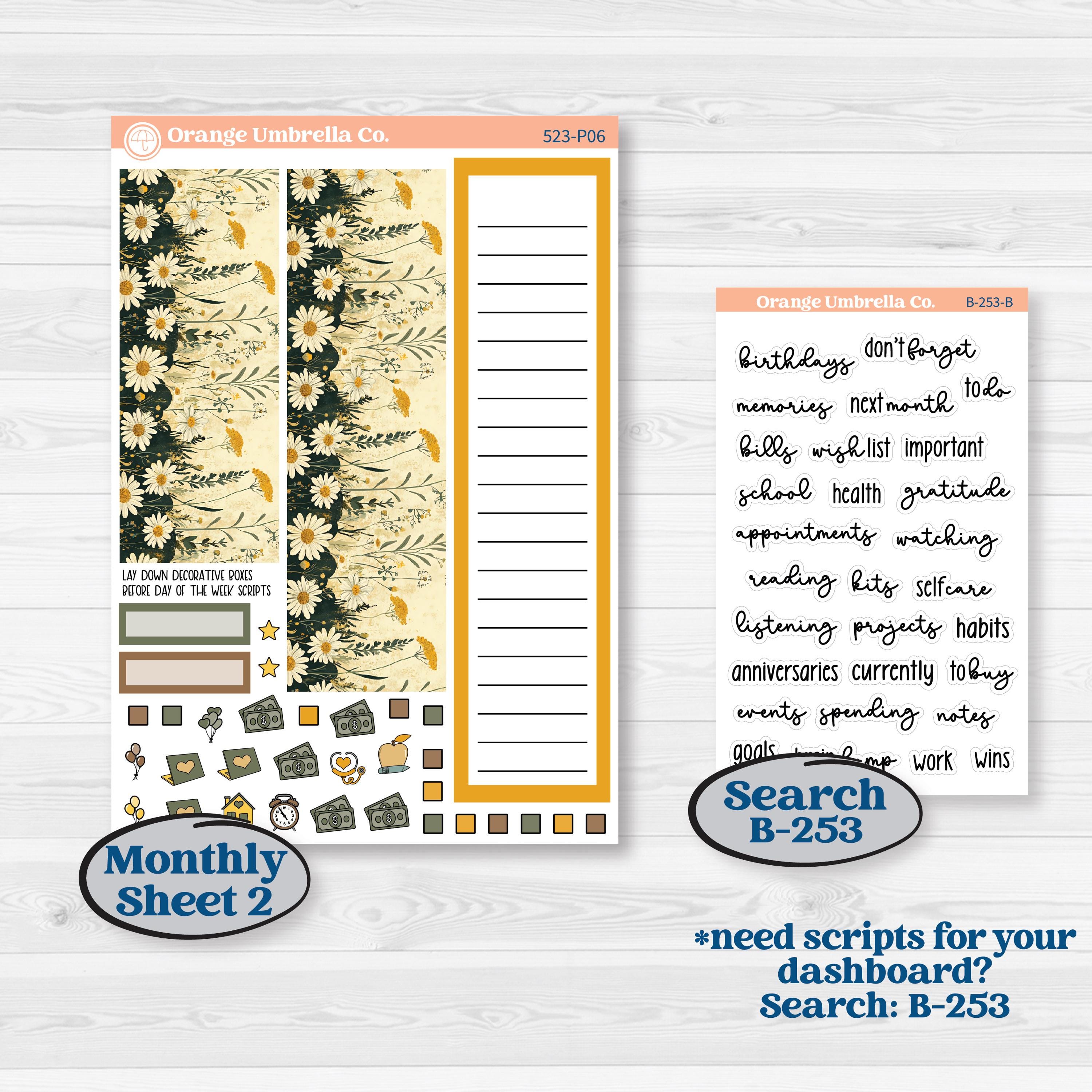 Honeybee Garden | A5 Plum Monthly & Dashboard Planner Kit Stickers | Bumble | KIT-523-P