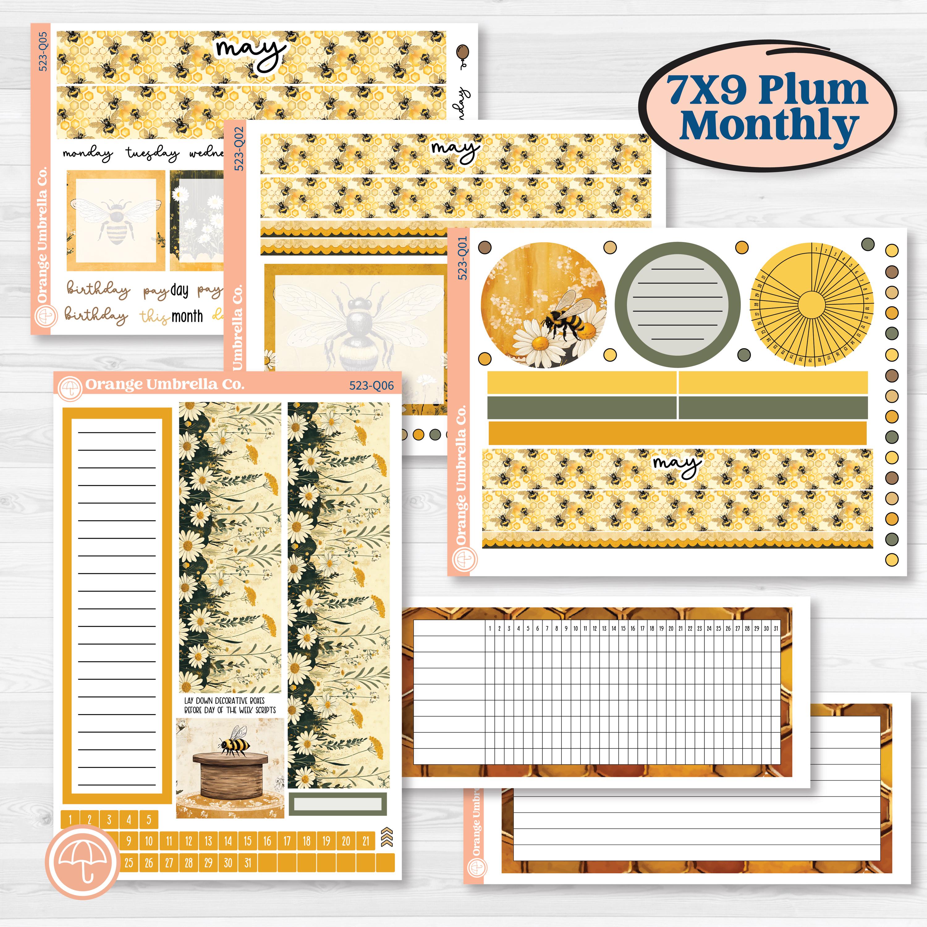 Honeybee Garden | 7x9 Plum Monthly & Dashboard Planner Kit Stickers | Bumble | KIT-523-Q