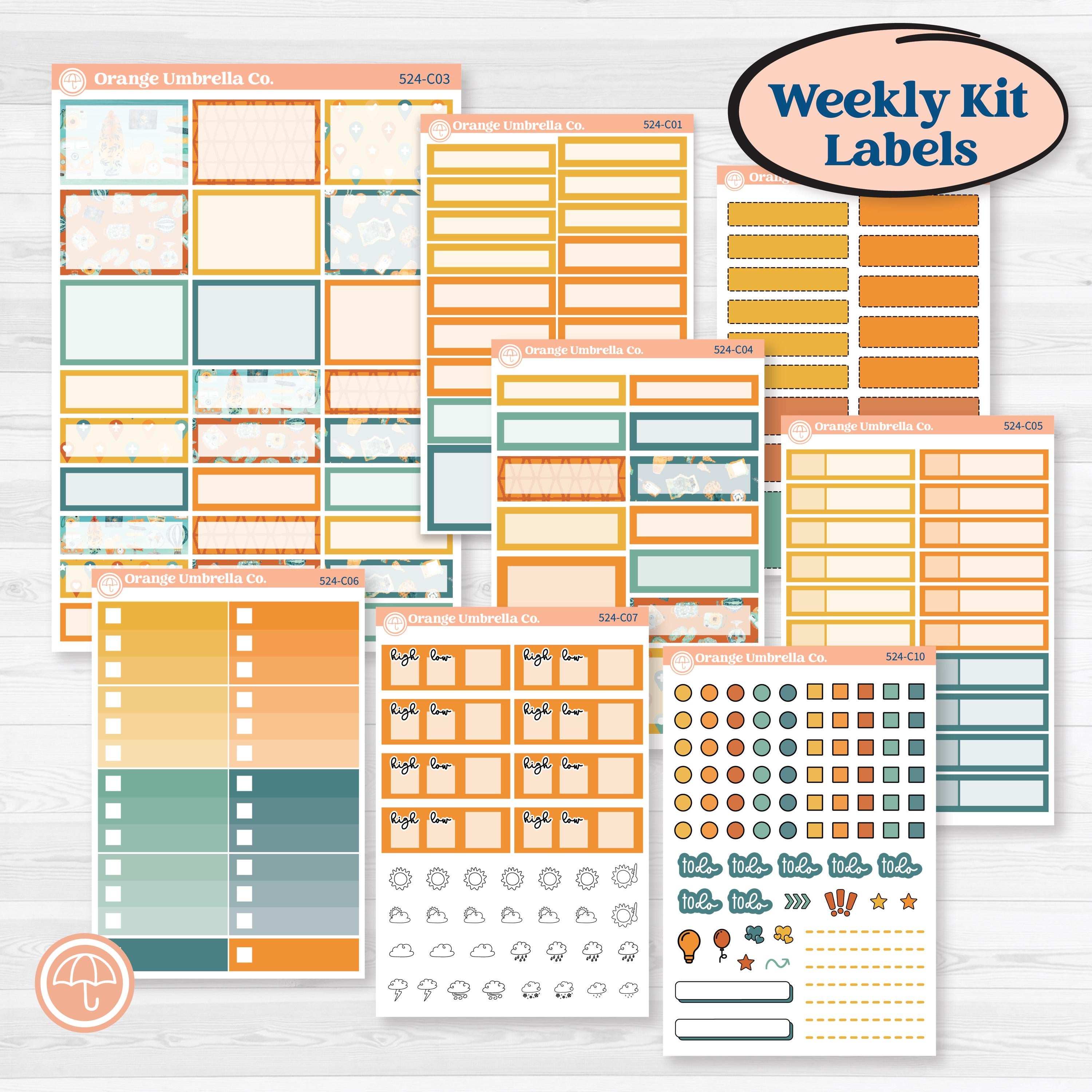 Summer Road Trip | Weekly Add-On Labels Planner Kit Stickers | Road Less Traveled | KIT-524-C