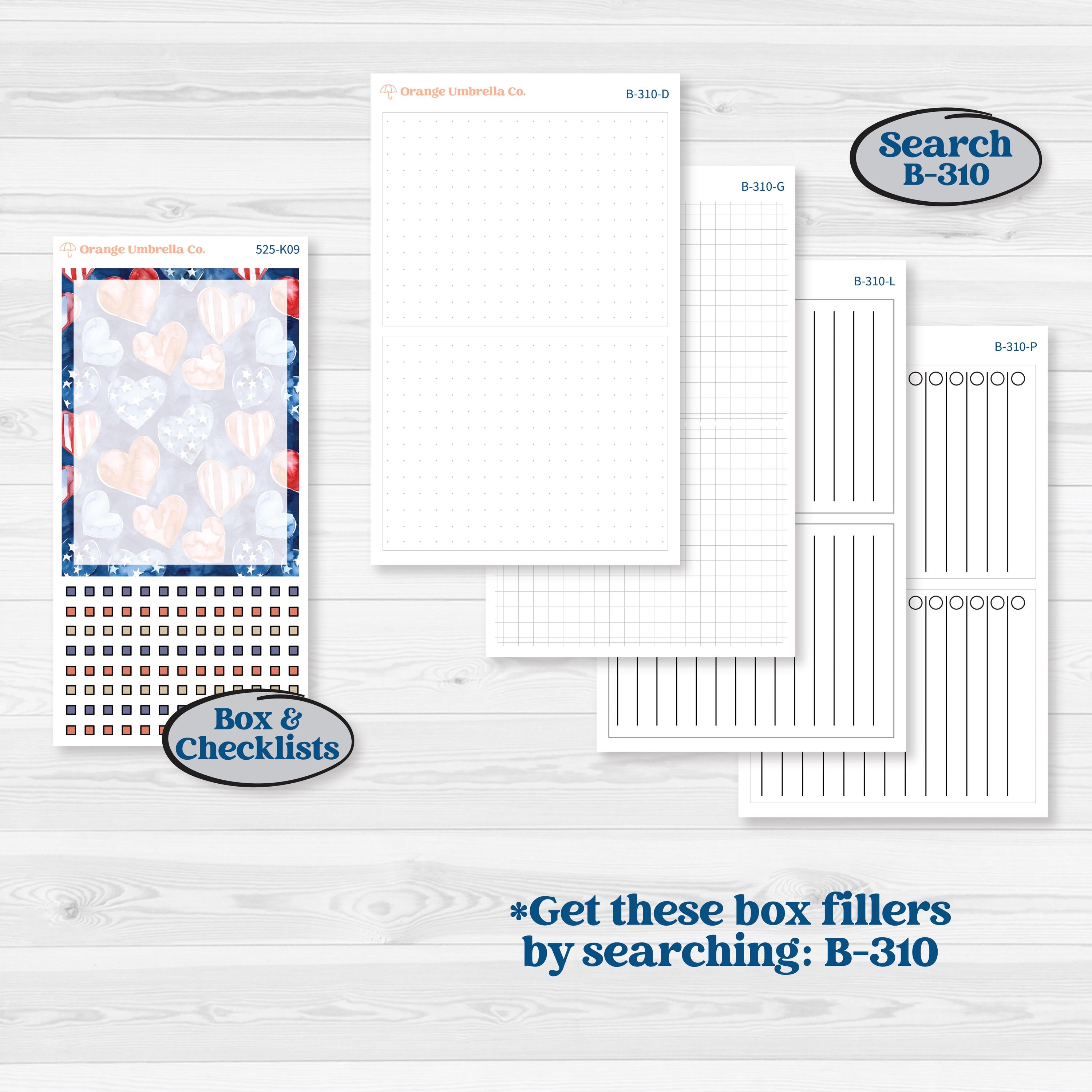 Memorial Day Kit | 7x9 Erin Condren Daily Duo Planner Kit Stickers | Arlington | KIT-525-K