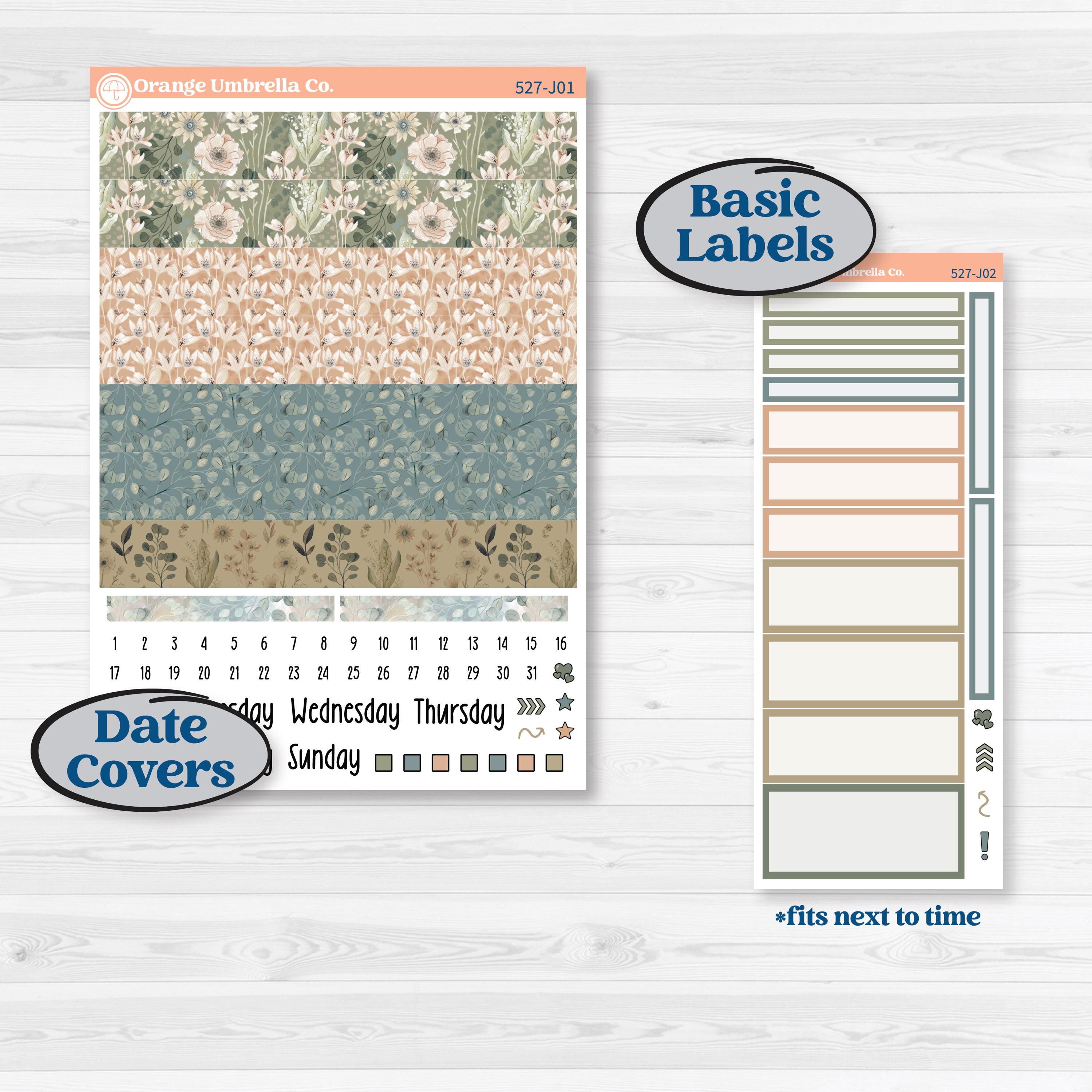 Neutral Botanical | A5 Daily Duo Planner Kit Stickers | Sage | KIT-527-J
