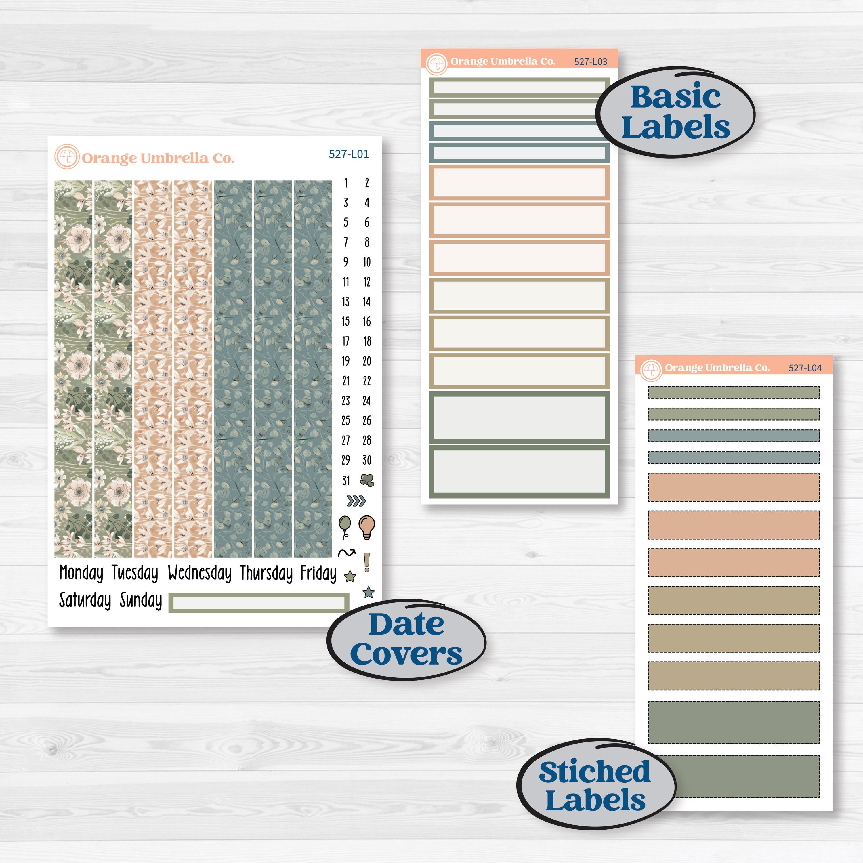 Neutral Botanical | 7x9 Plum Daily Planner Kit Stickers | Sage | KIT-527-L