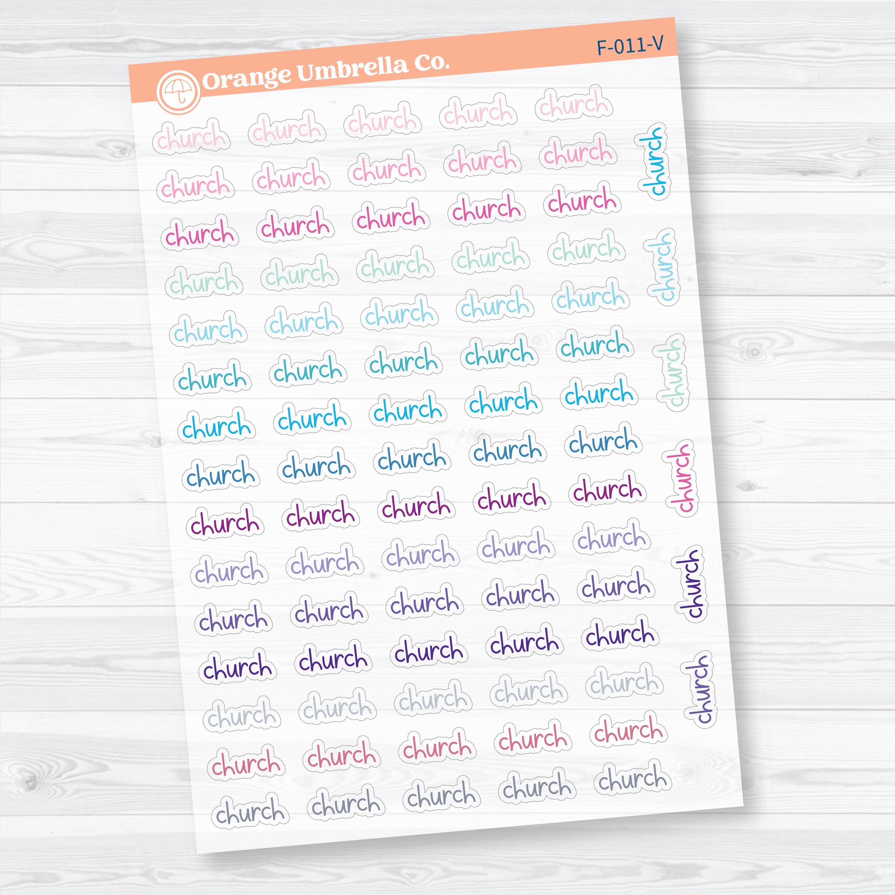Church Script | Clear Matte Faith Based Planner Stickers | F-011-CM