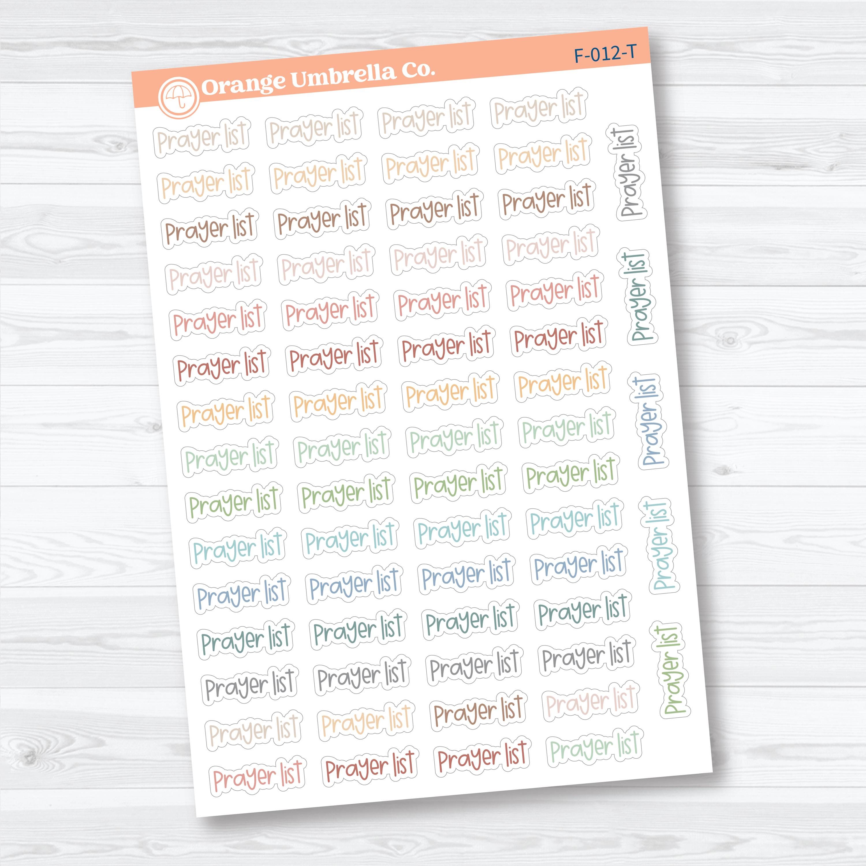 Prayer List Script | Faith Based Planner Stickers | F-012