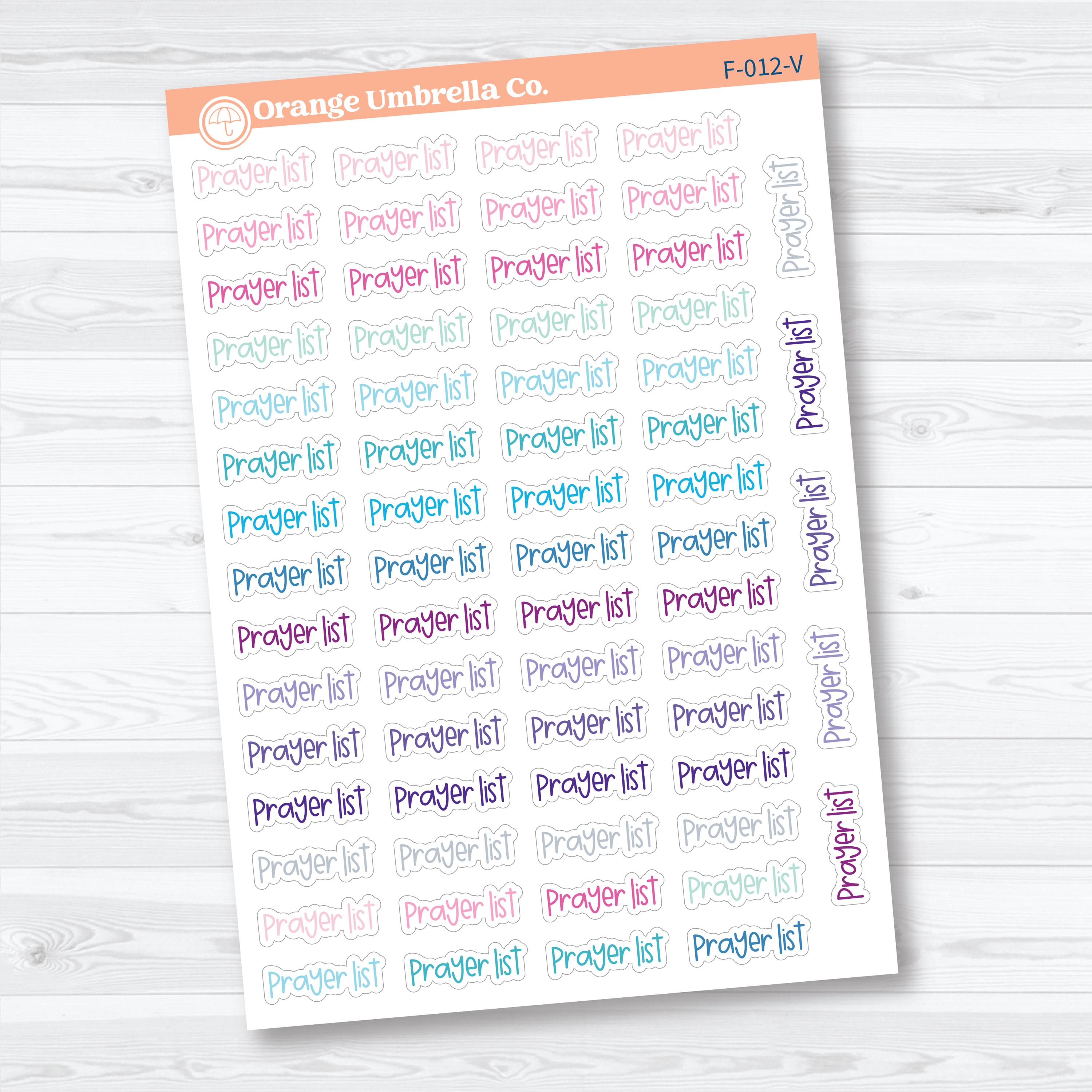 Prayer List Script | Faith Based Planner Stickers | F-012