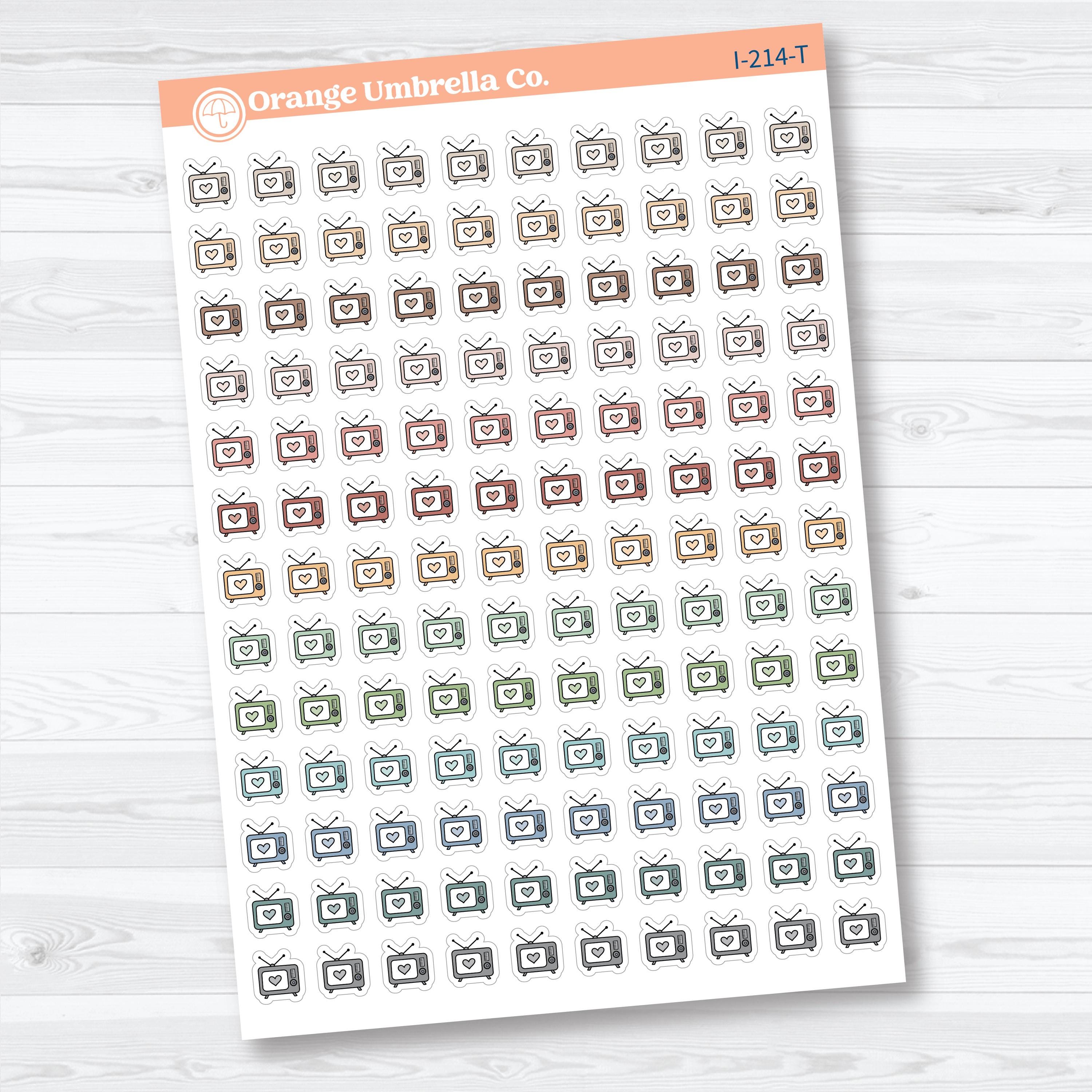 Micro Hand Doodled Television Icons | Planner Stickers | I-214