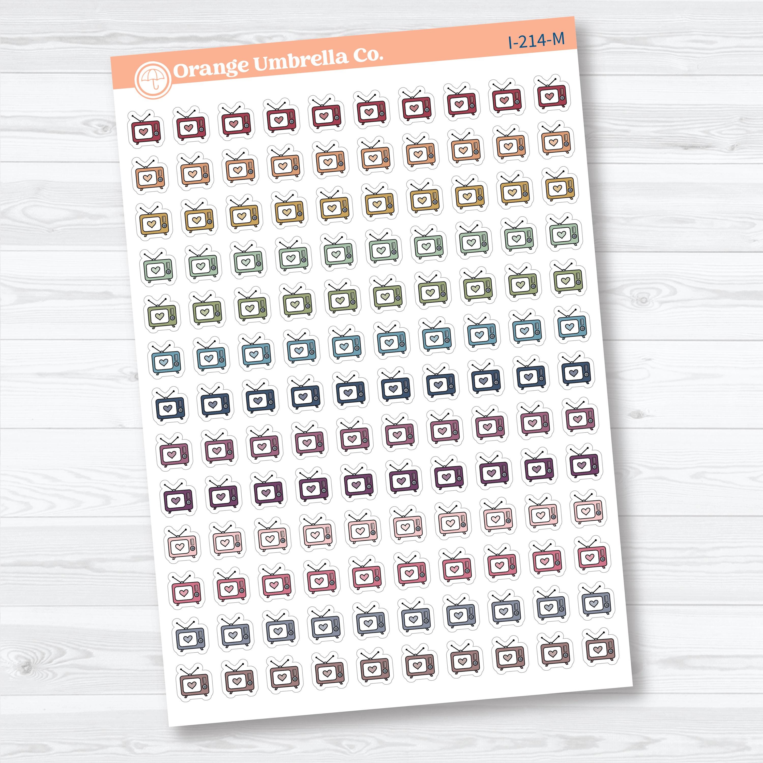 Micro Hand Doodled Television Icons | Planner Stickers | I-214