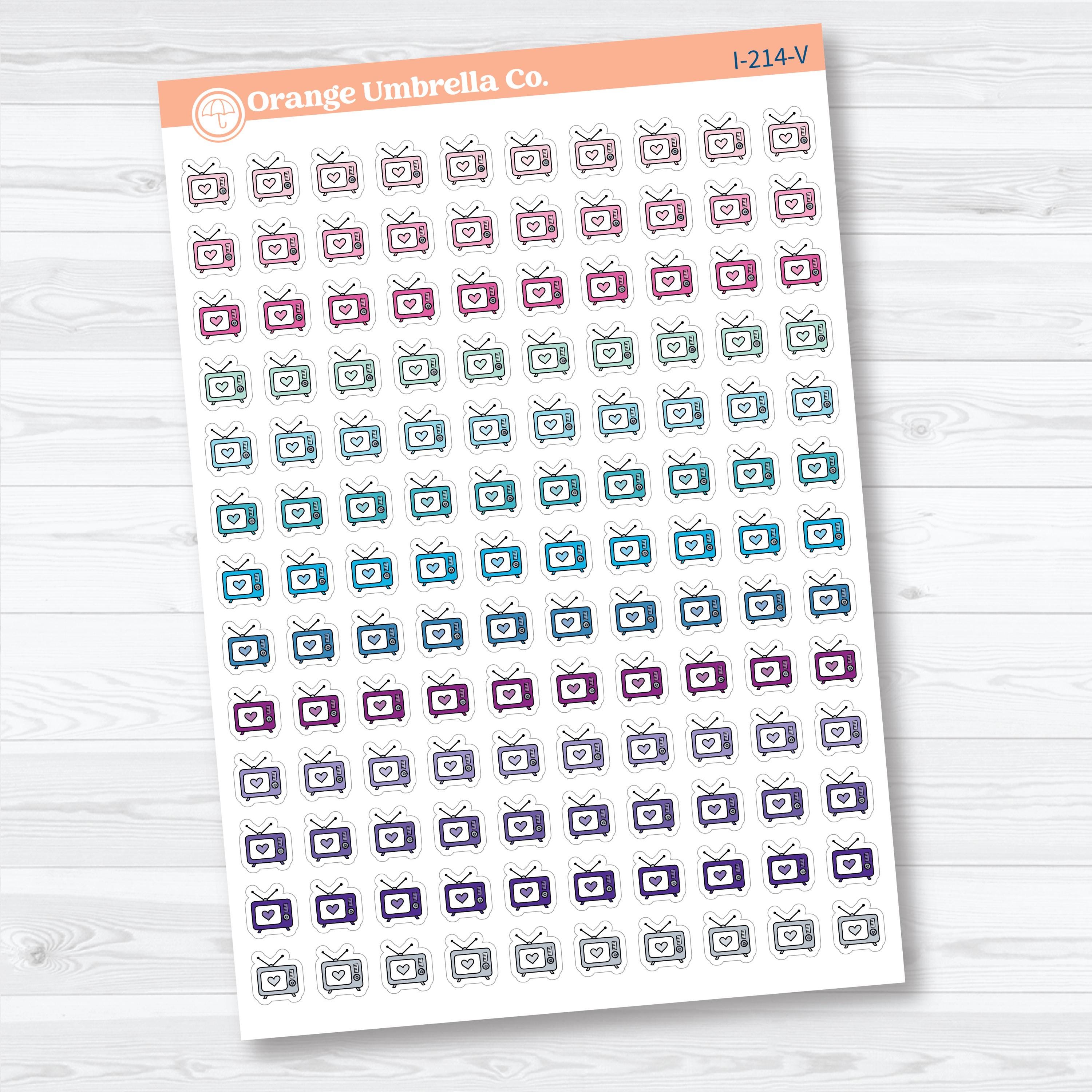 Micro Hand Doodled Television Icons | Planner Stickers | I-214