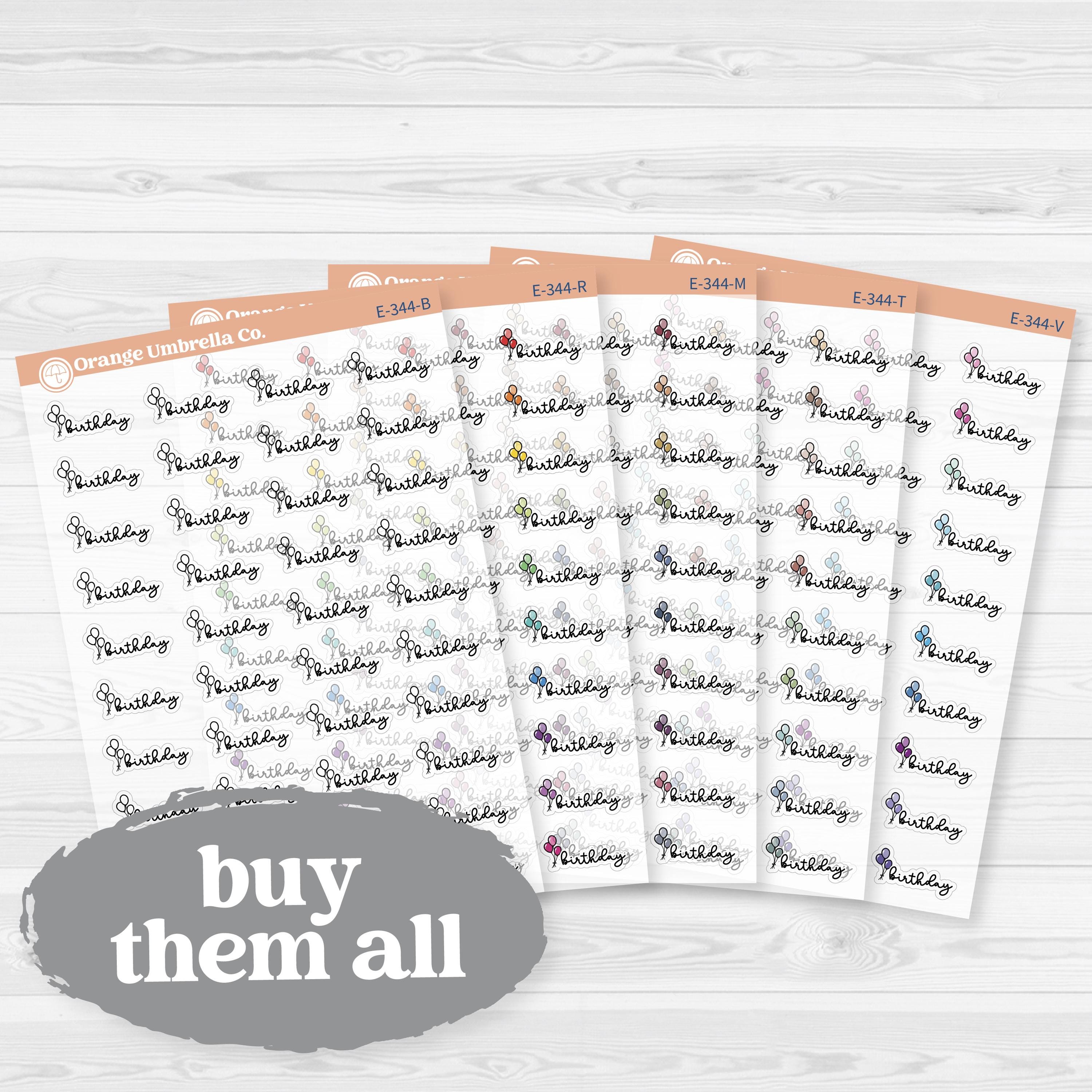 Birthday Event Label | Clear Matte Hand Doodled Planner Stickers | E-344-CM