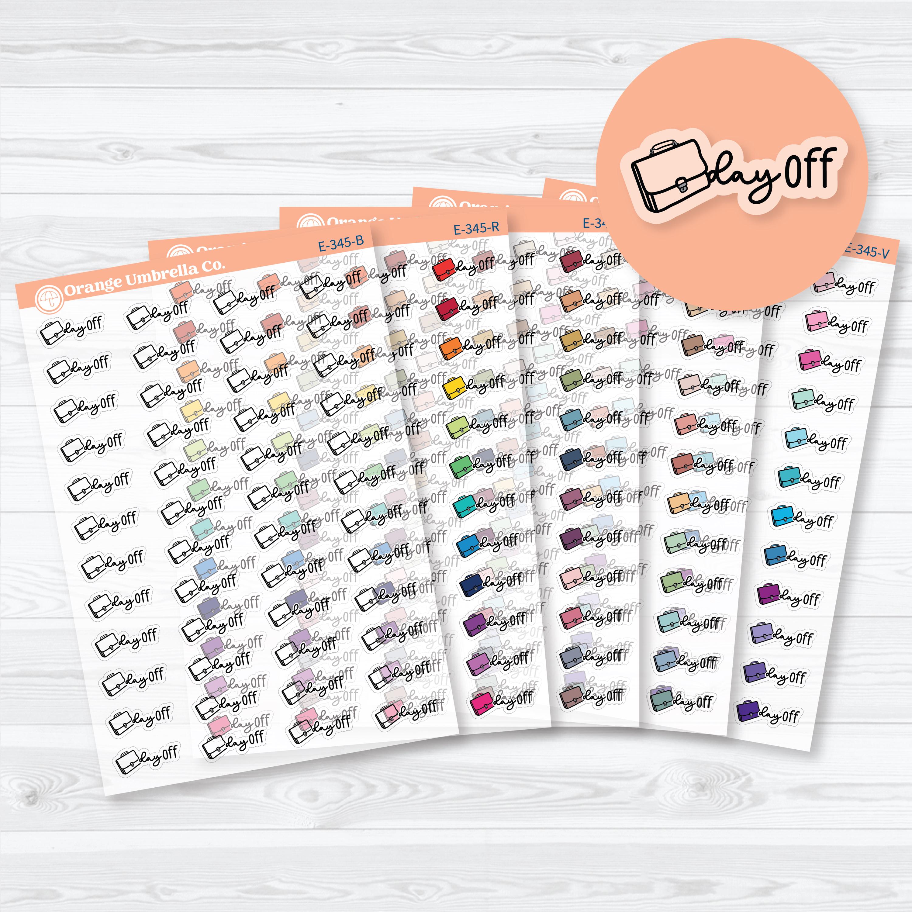 Day Off Event Labels | Hand Doodled Clear Matte Planner Stickers | F18 | E-345-CM