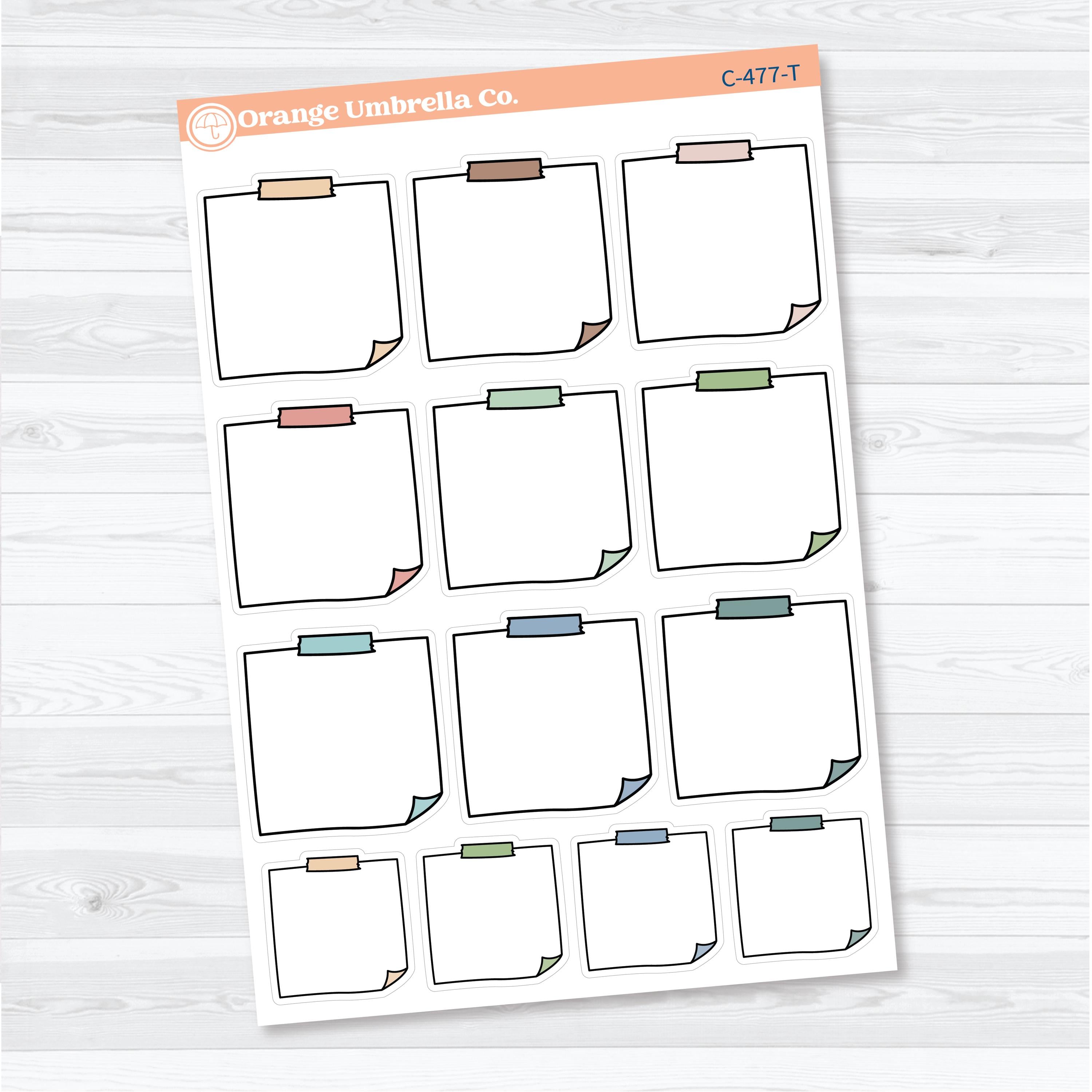 Sticky Note Journaling Planner Stickers | Doodled Note Boxes | C-477