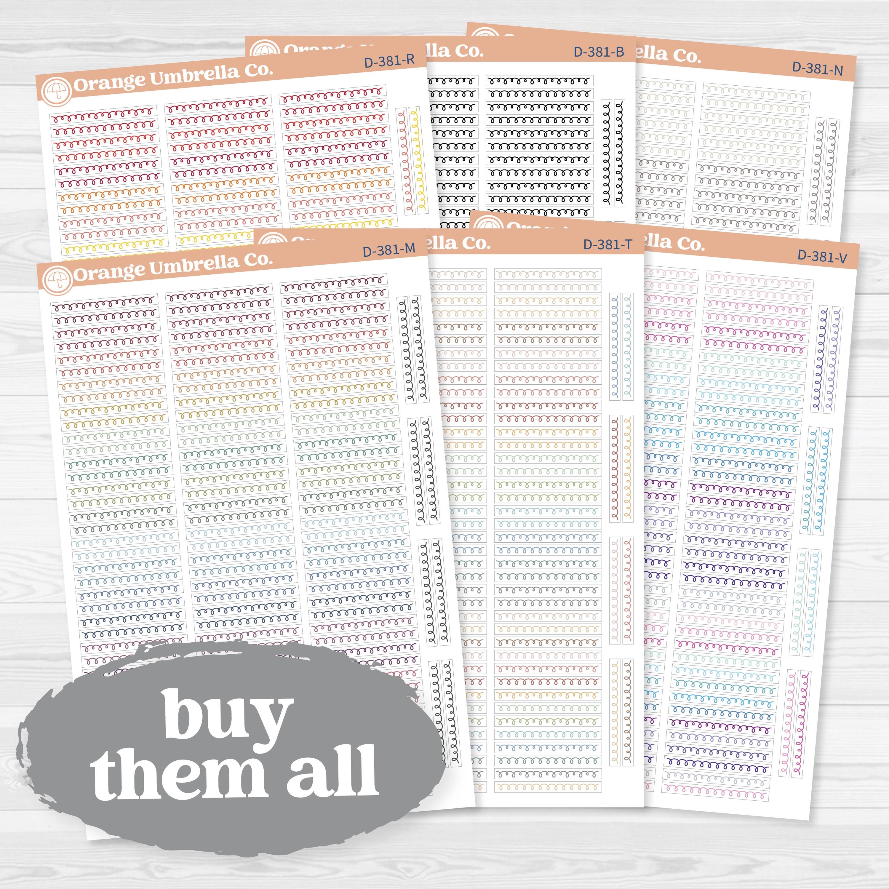 Squiggle Border Divider Planner Stickers | Decorative Planner Stickers | D-381