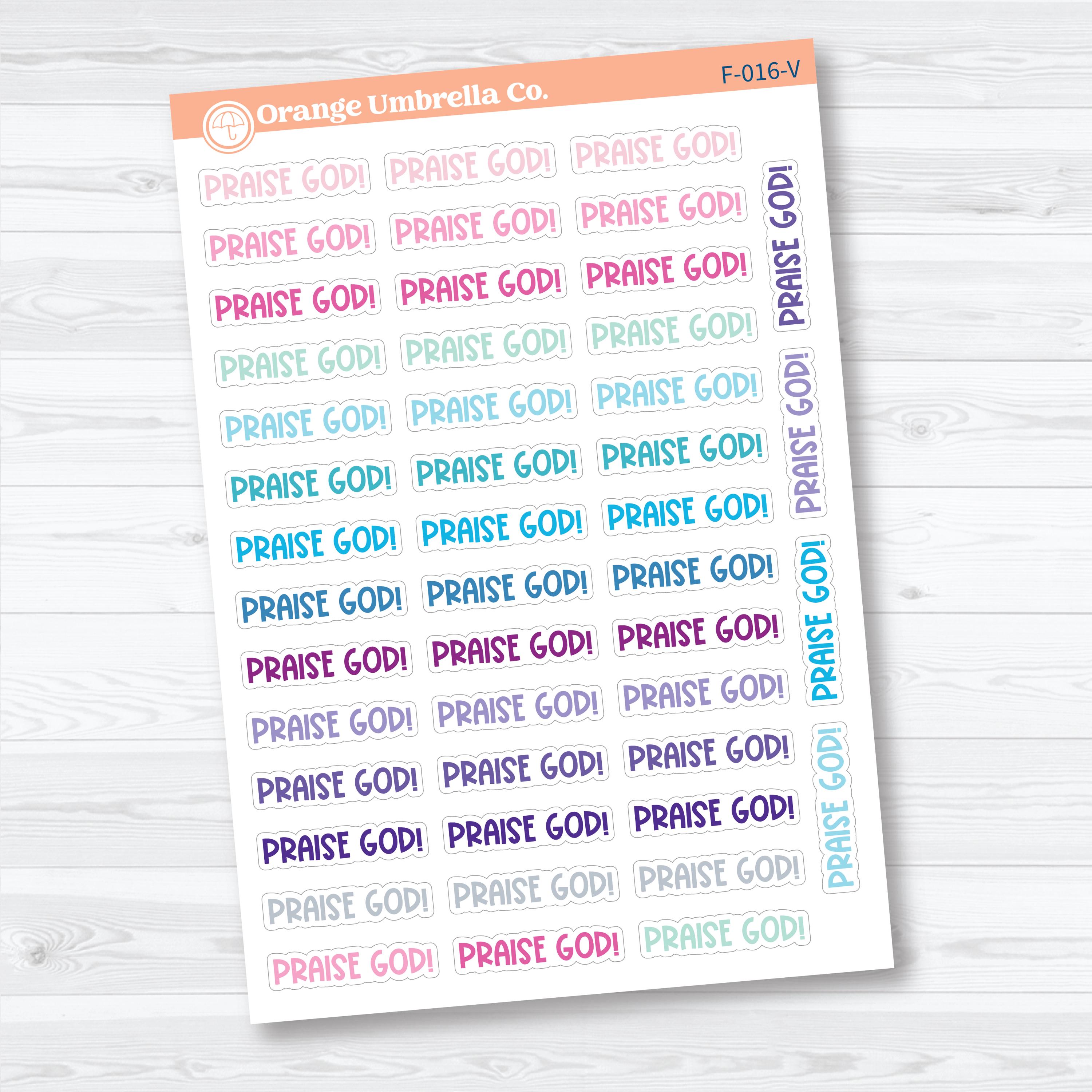 Praise God Funky Font Stickers | Faith & Bible Journaling Stickers | F-016