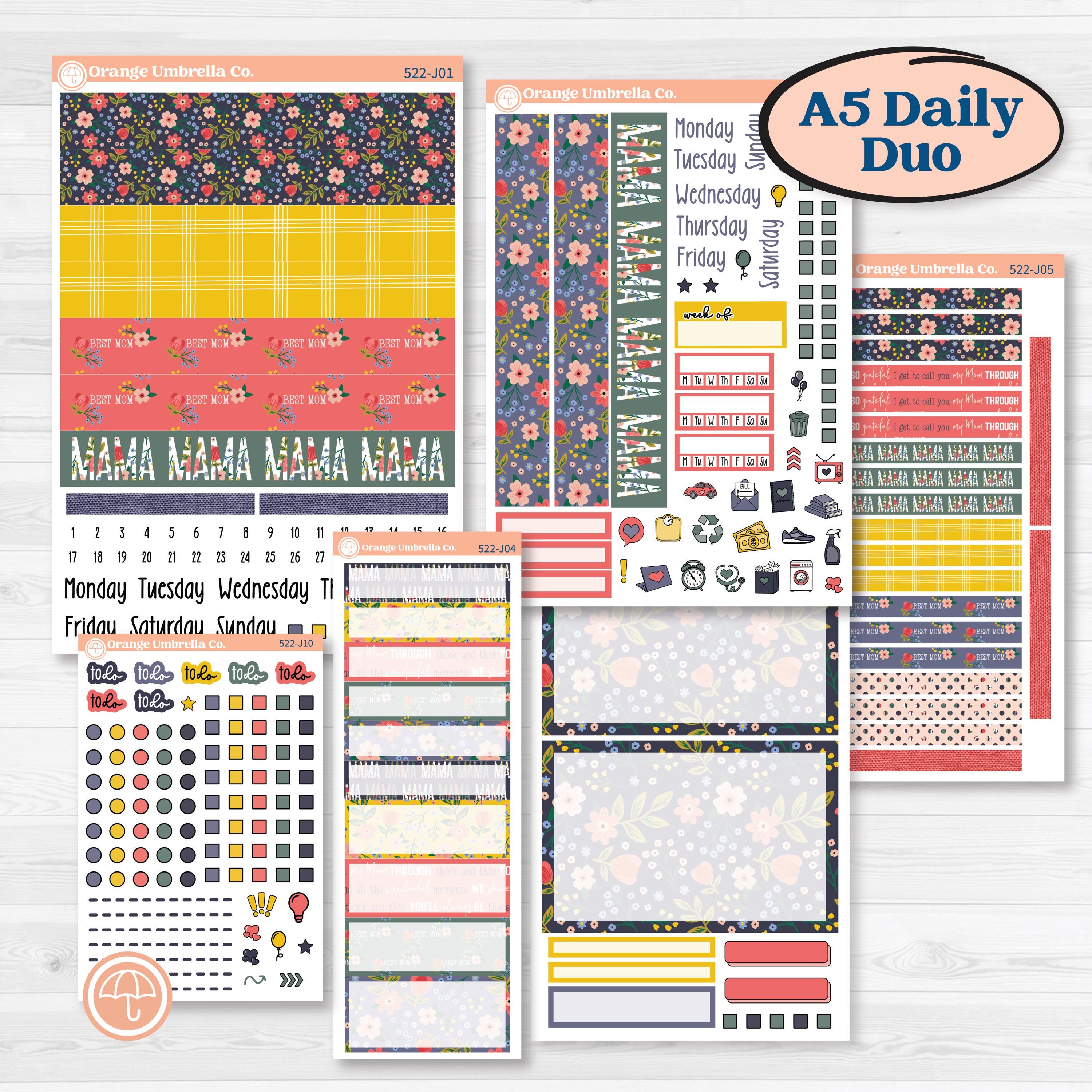 Mother’s Day | A5 Daily Duo Planner Kit Stickers | Best Mom | KIT-522-J