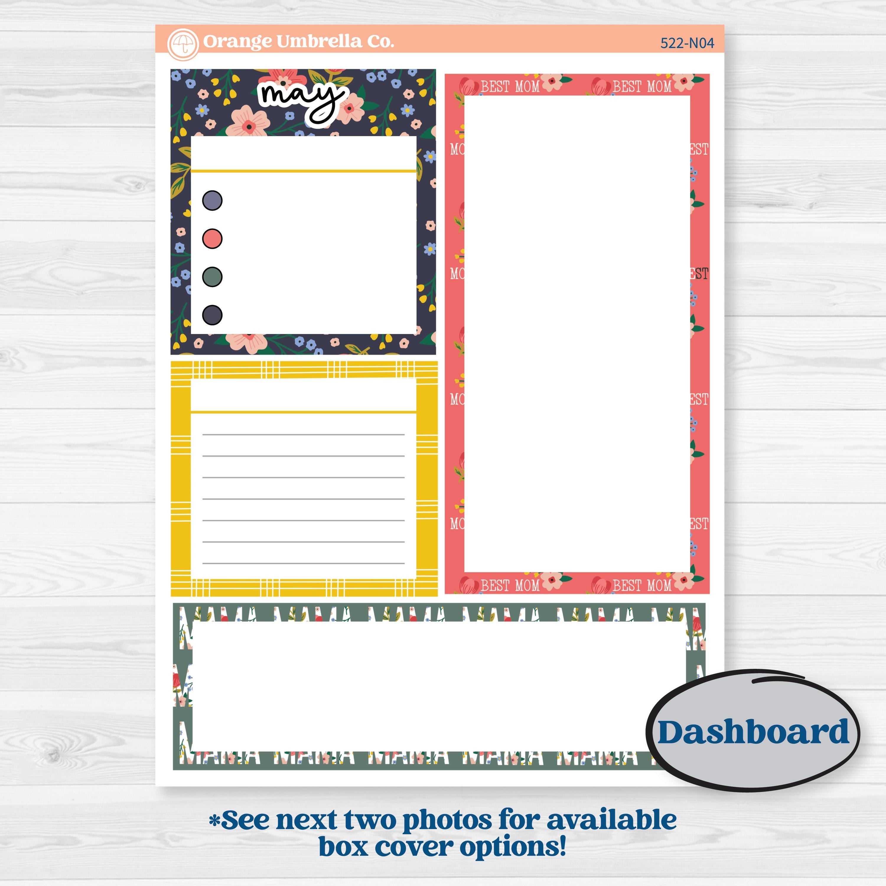 Mother’s Day | 7x9 Erin Condren Life Planner Monthly & Dashboard Sticker Kit | Best Mom | KIT-522-N