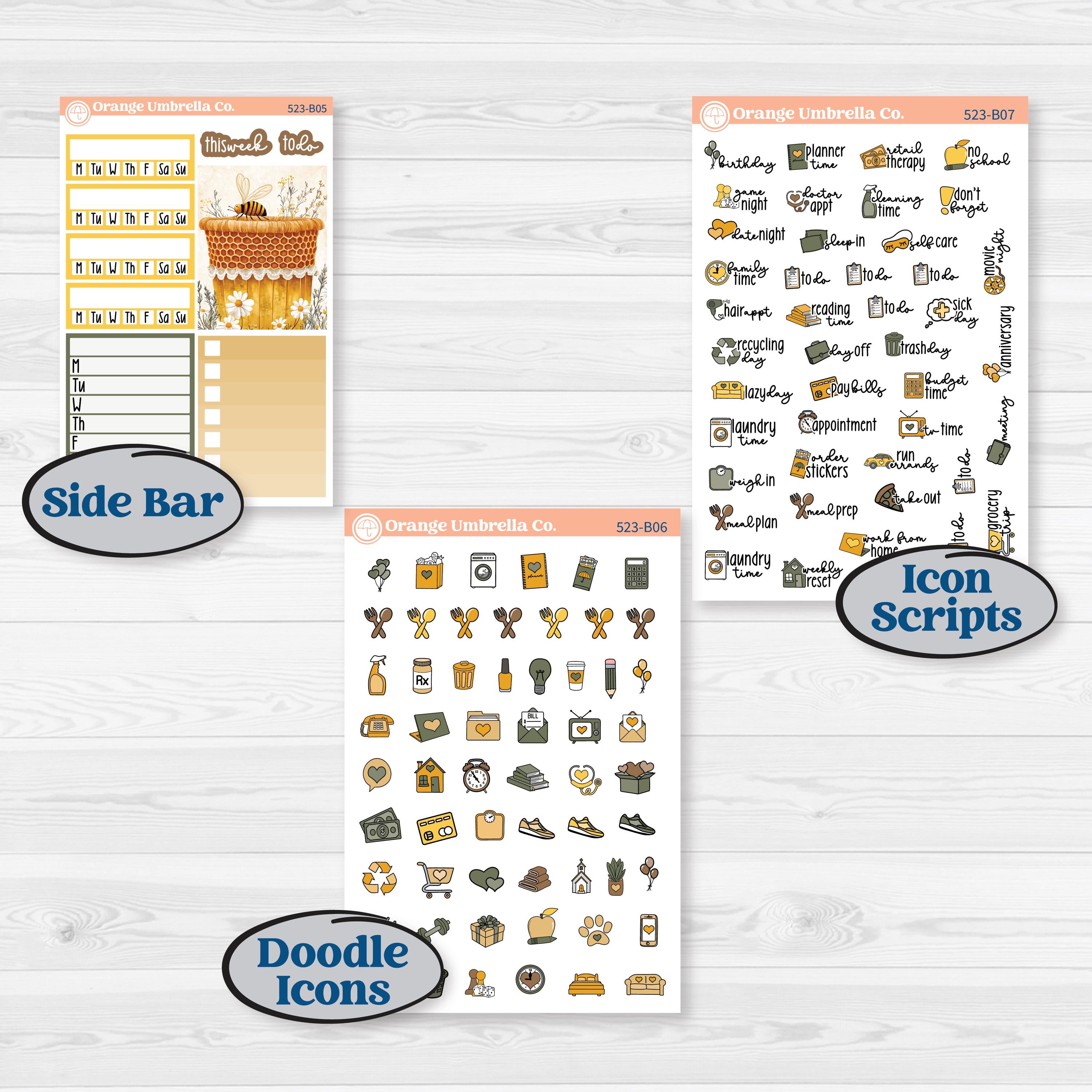 Honeybee Garden | Weekly Add-On Planner Kit Stickers | Bumble | KIT-523-B