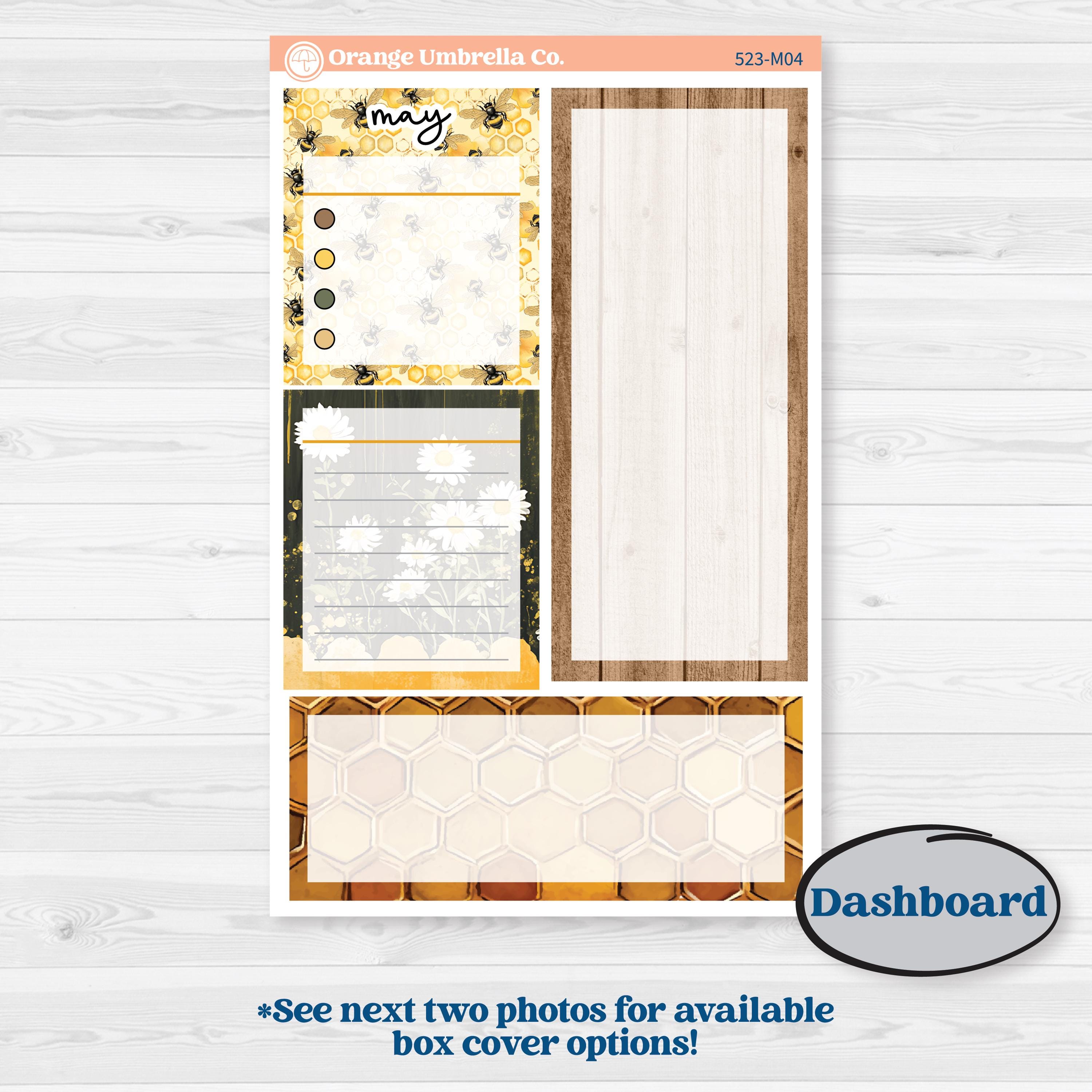 Honeybee Garden | A5 Erin Condren Monthly & Productivity Dashboard Sticker Kit | Bumble | KIT-523-M