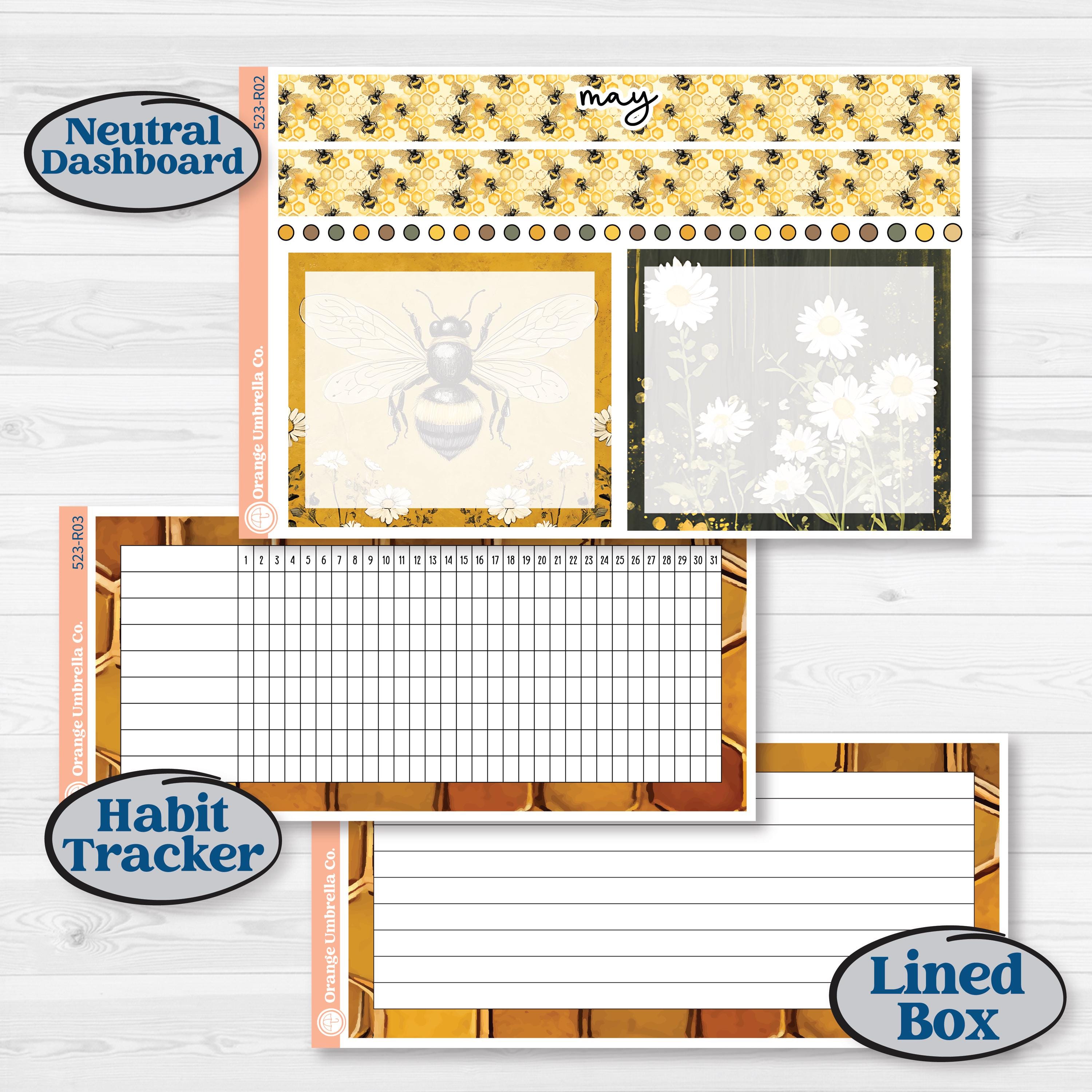 Honeybee Garden | 8.5x11 Plum Monthly & Dashboard Planner Kit Stickers | Bumble | KIT-523-R