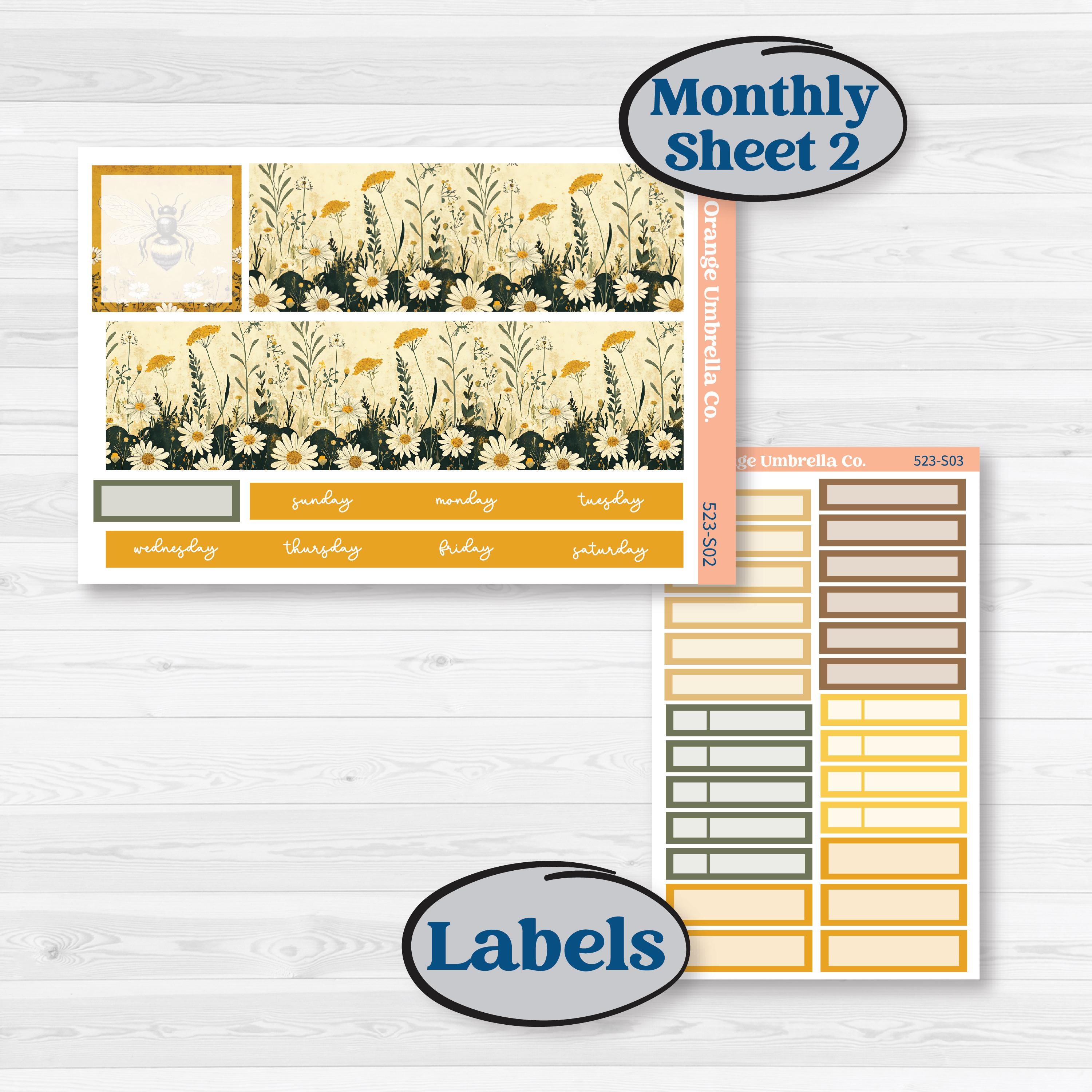 Honeybee Garden | Hobonichi Cousin Monthly Planner Kit Stickers | Bumble | KIT-523-S