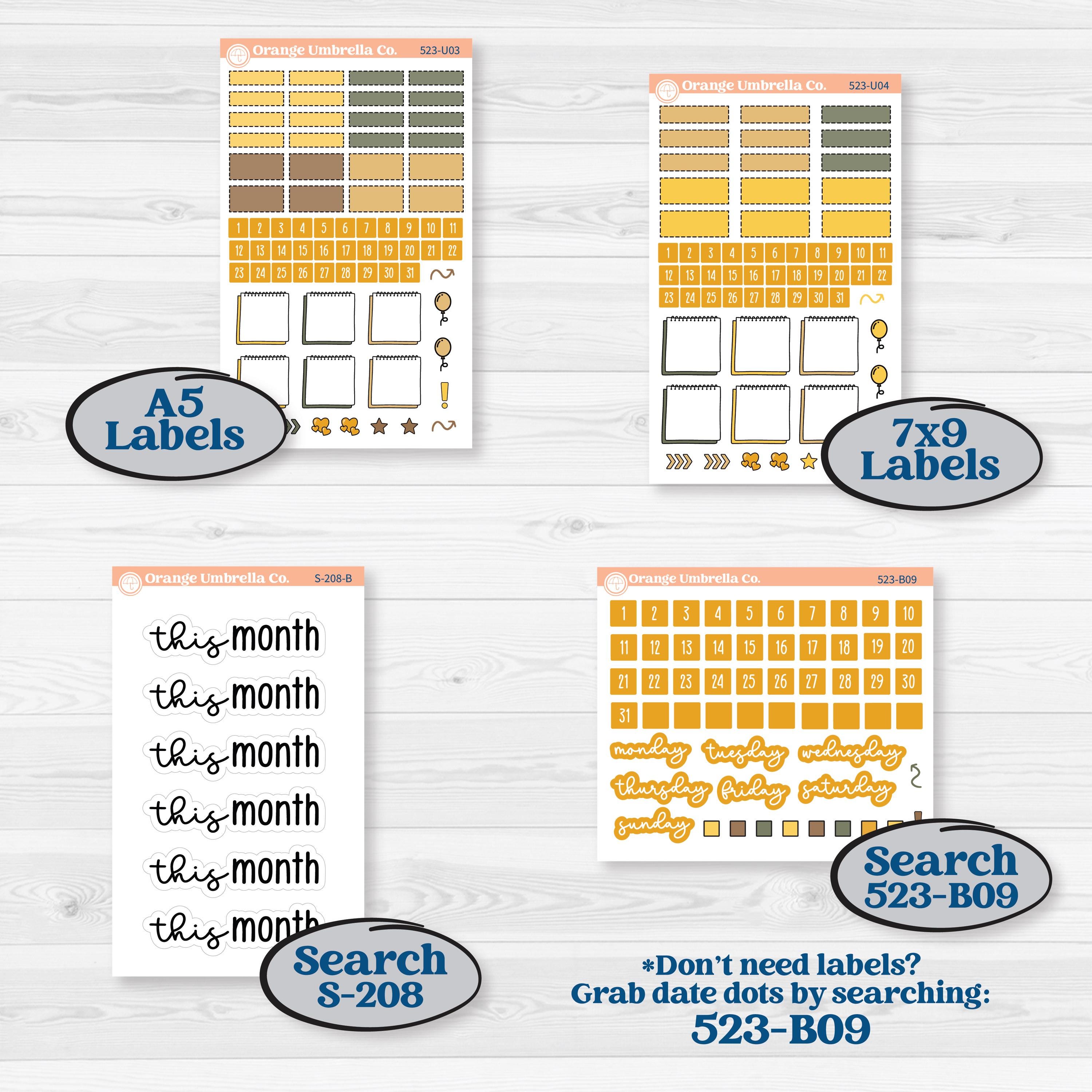 Honeybee Garden | A5 or 7x9 Create Your Own Monthly or Dashboard Universal | Monthly & Reading Log Sticker Kit | Bumble | KIT-523-U