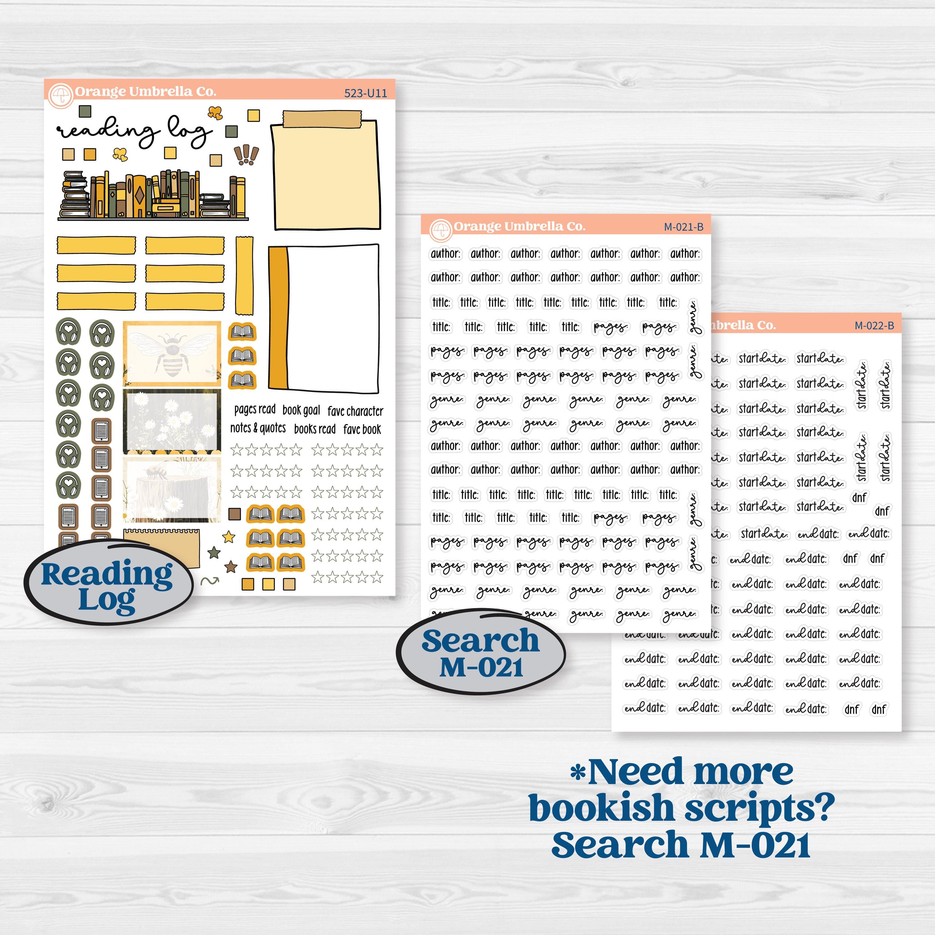 Honeybee Garden | A5 or 7x9 Create Your Own Monthly or Dashboard Universal | Monthly & Reading Log Sticker Kit | Bumble | KIT-523-U