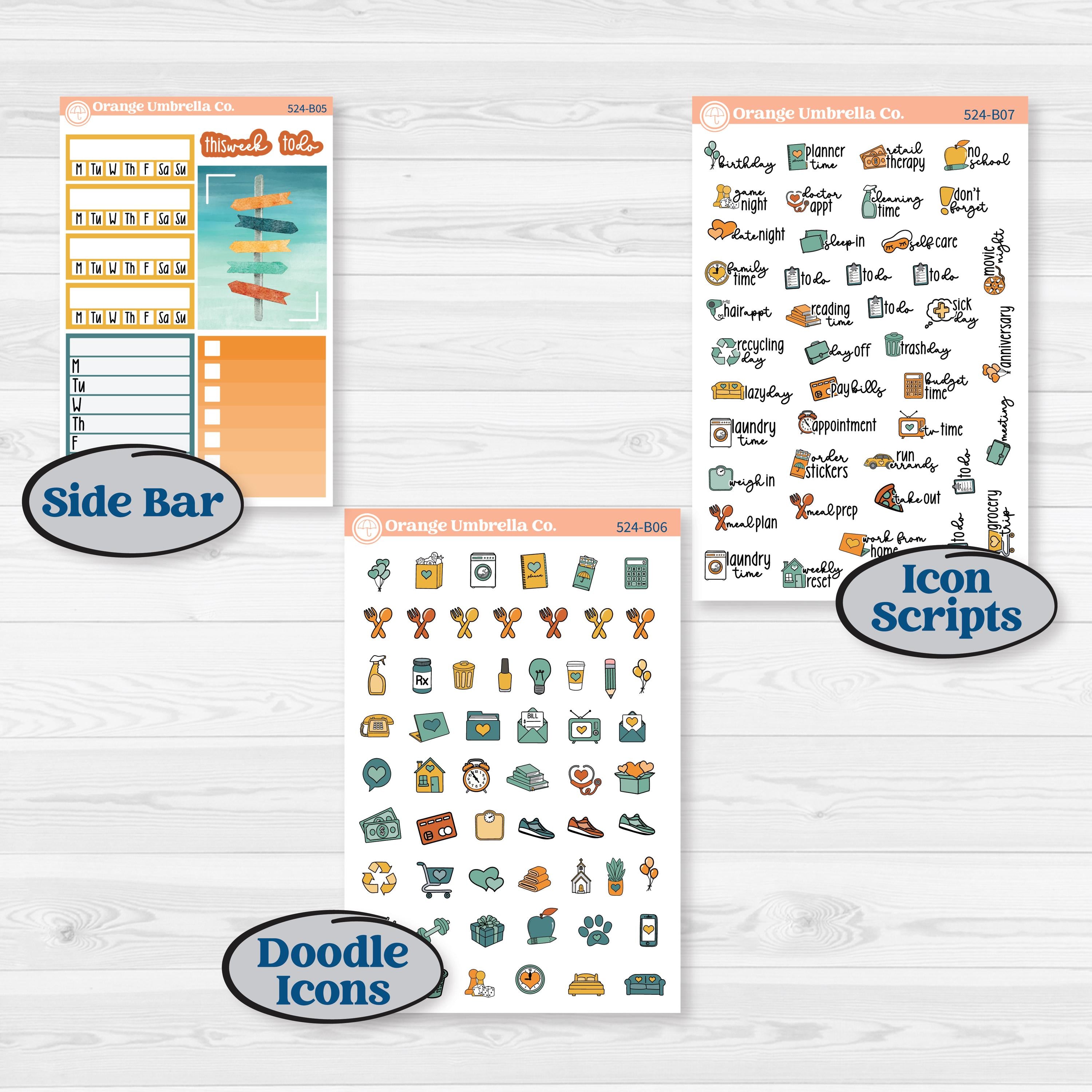 Summer Road Trip | Weekly Add-On Planner Kit Stickers | Road Less Traveled | KIT-524-B