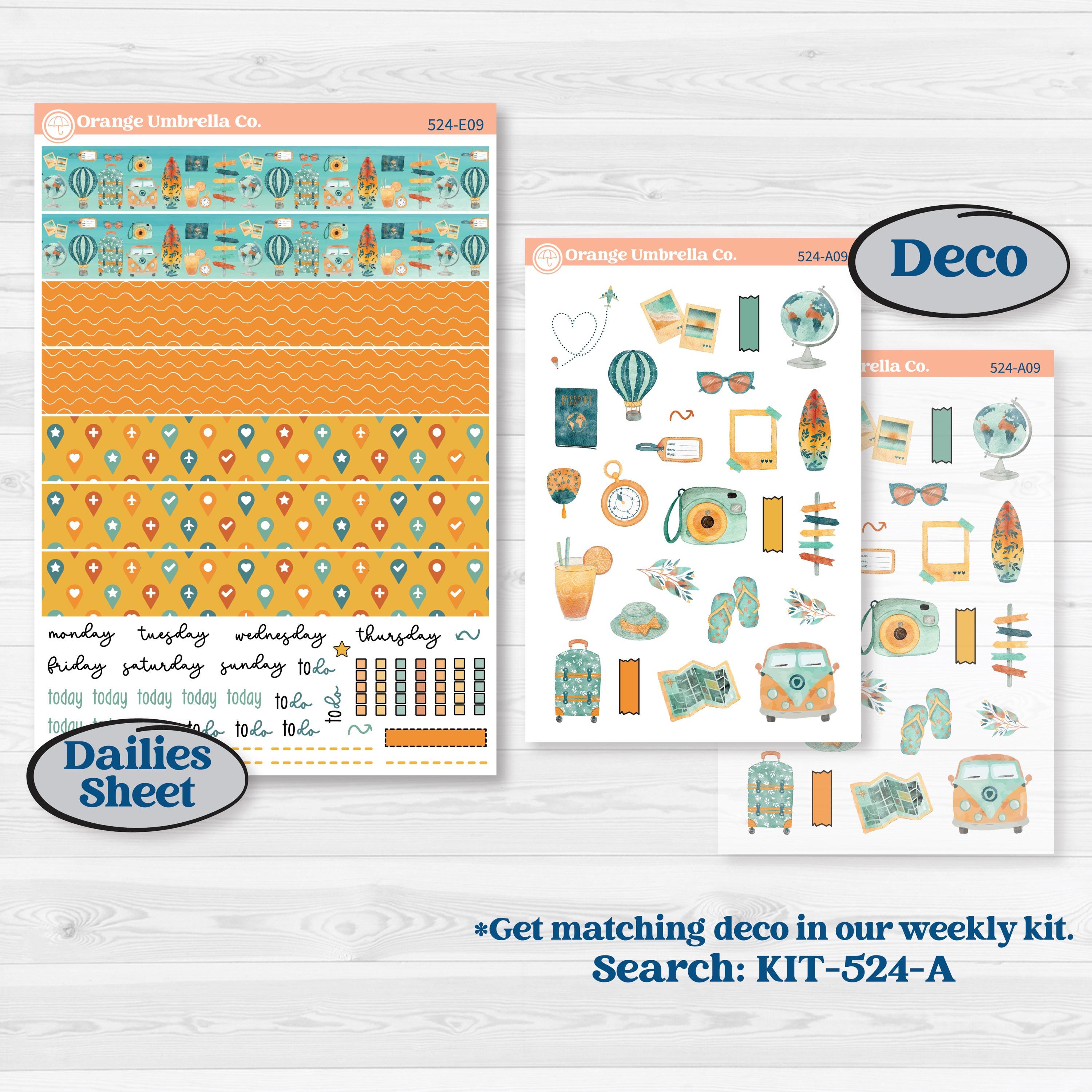 Summer Road Trip | Hobonichi Cousin Weekly & Daily Planner Kit Stickers | Road Less Traveled | KIT-524-E