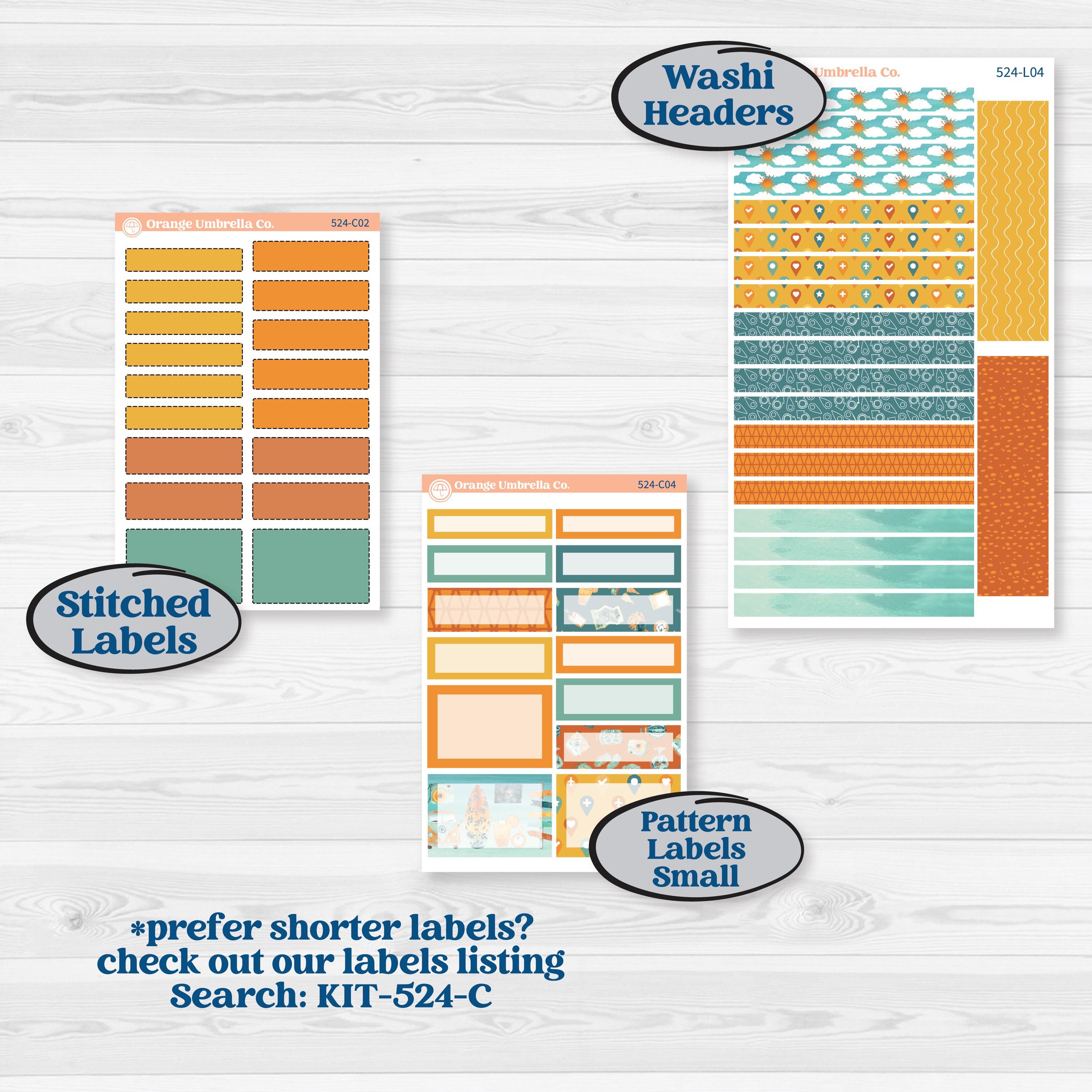 Summer Road Trip | 7x9 Plum Daily Planner Kit Stickers | Road Less Traveled | KIT-524-L