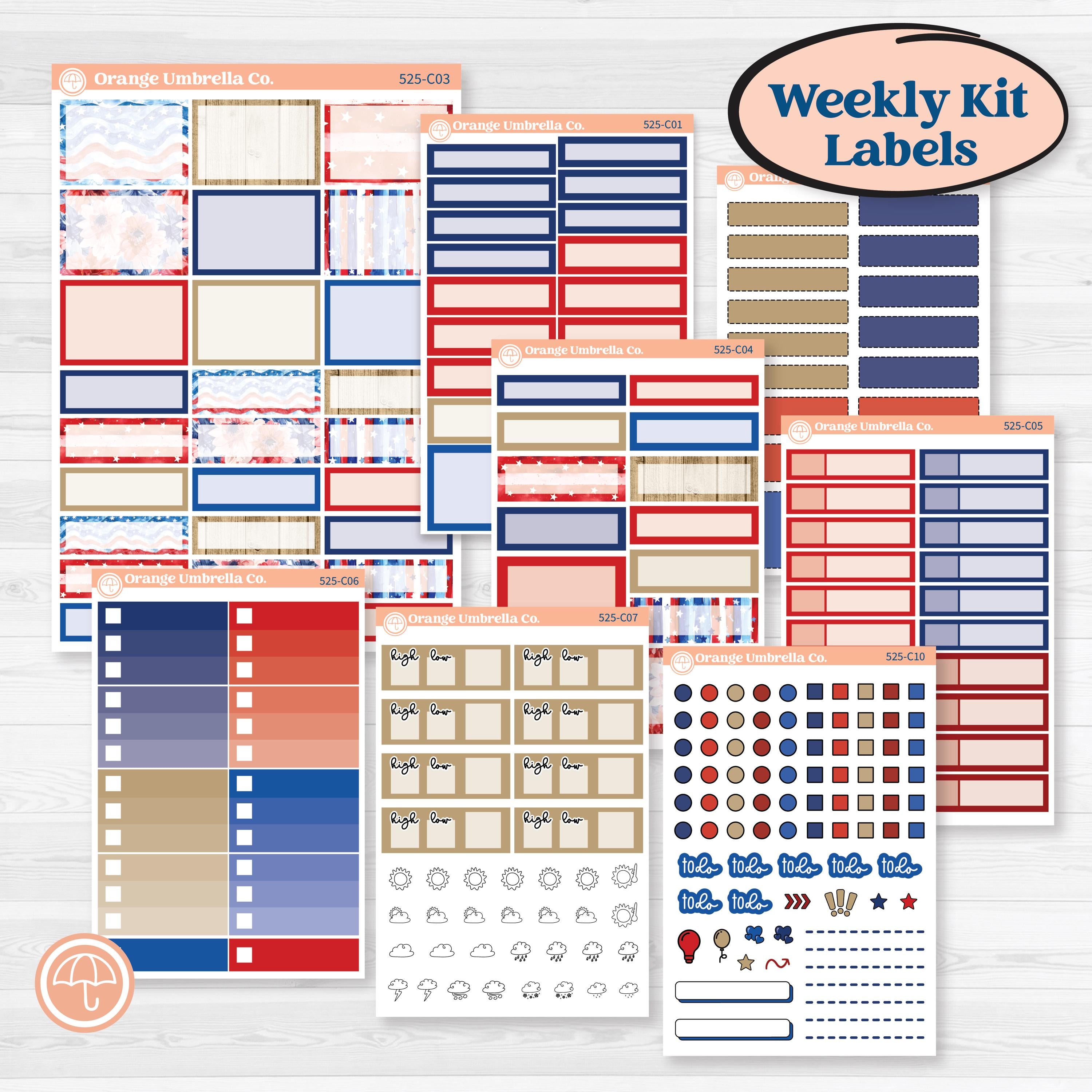 Memorial Day Kit | Weekly Add-On Labels Planner Kit Stickers | Arlington | KIT-525-C