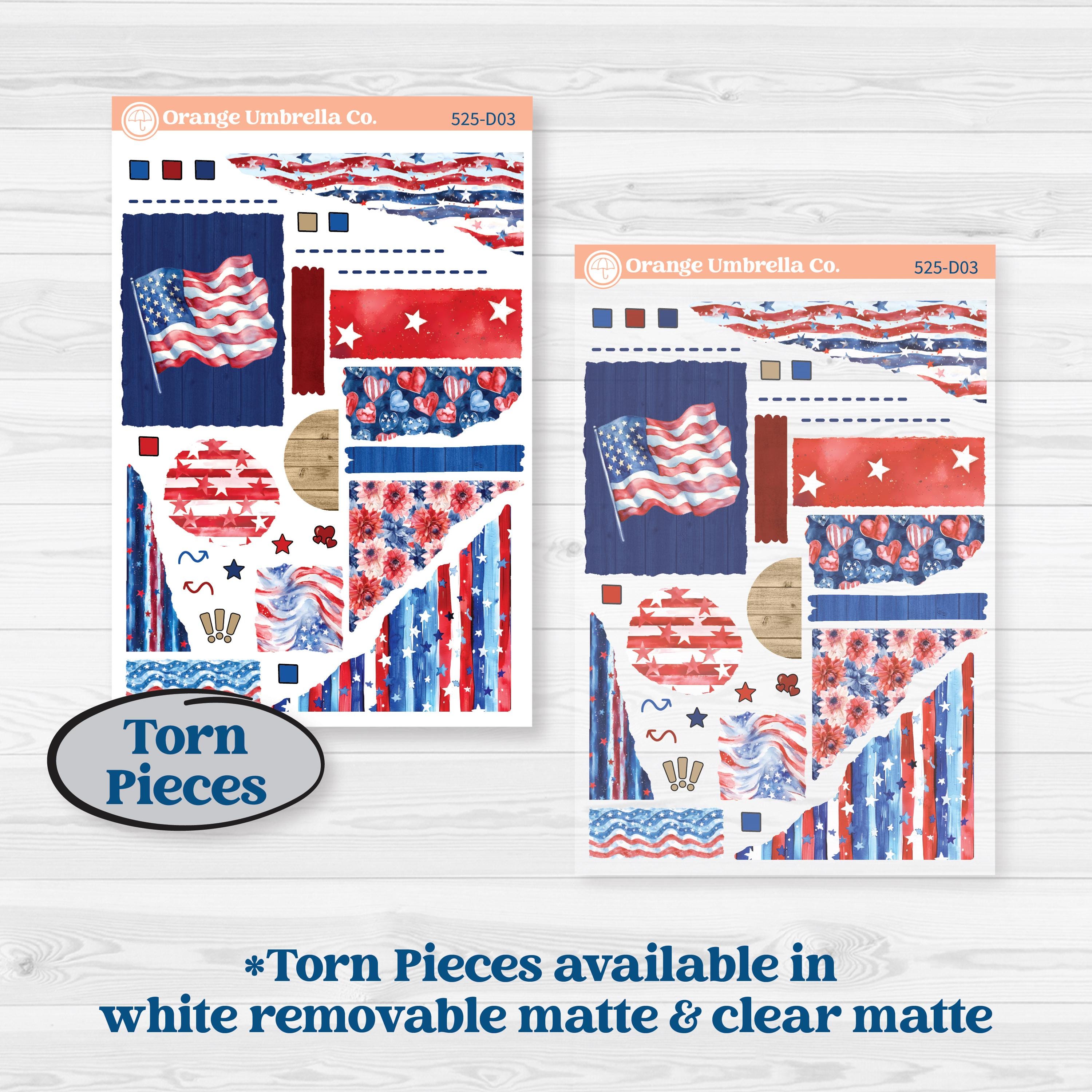 Memorial Day Kit | Journaling or Scrapbooking Kit | Creative Junk Journal Planner Stickers | Arlington | KIT-525-D